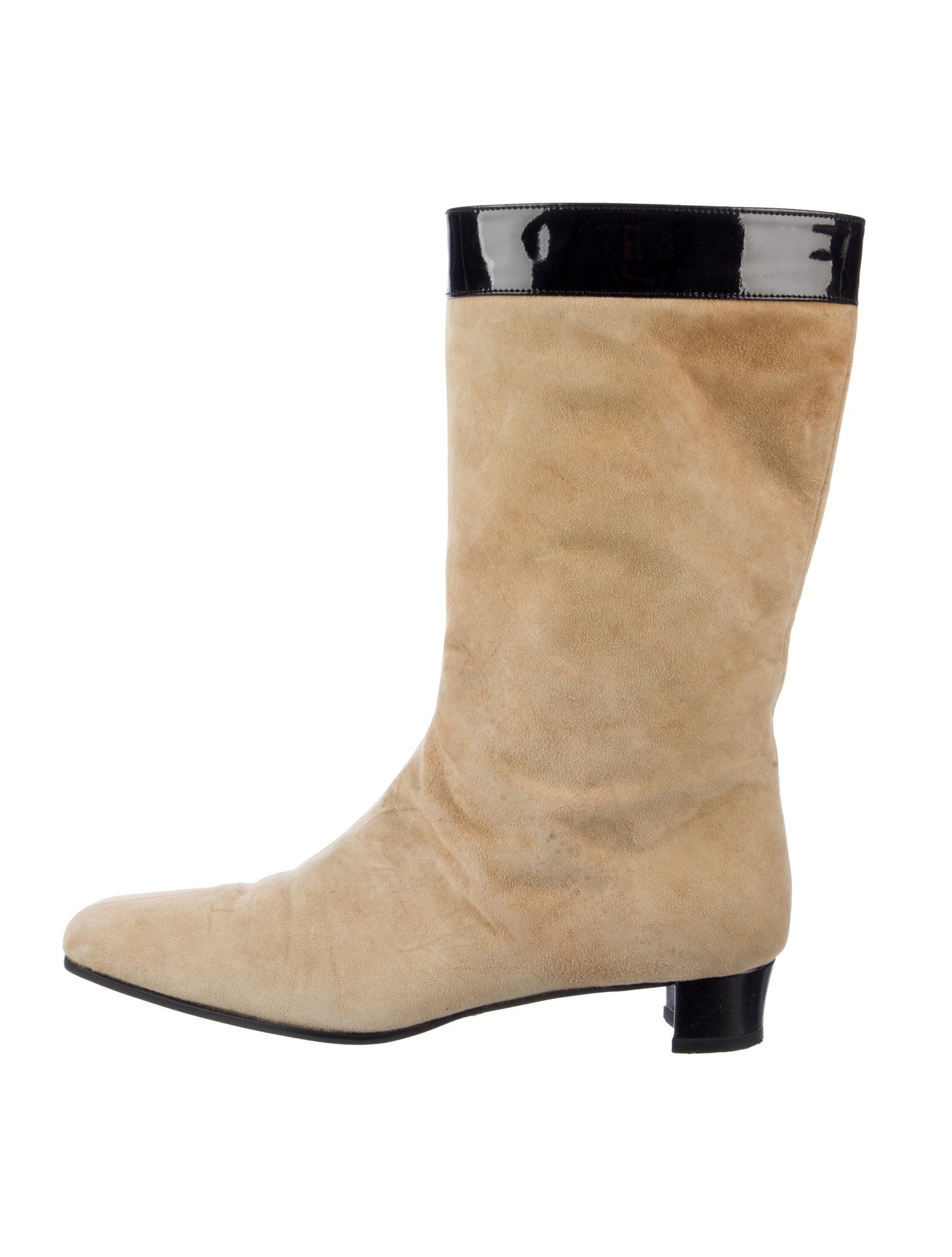 Dolce & Gabbana Suede Colorblock Pattern Boots