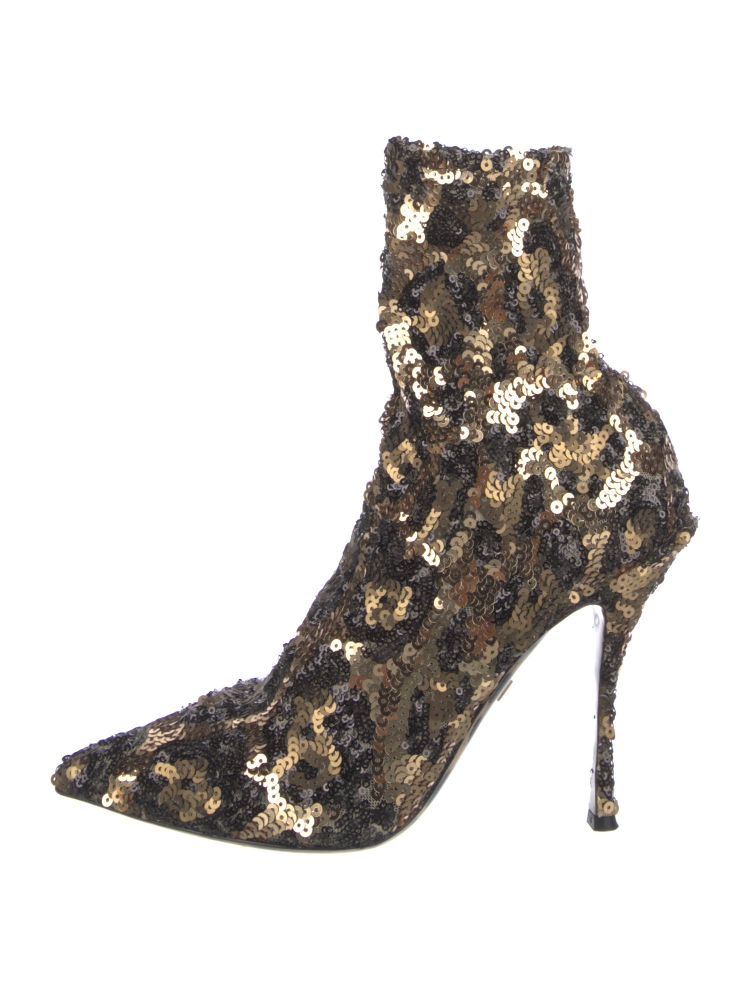 Dolce & Gabbana Sequins Animal Print Sock Boots