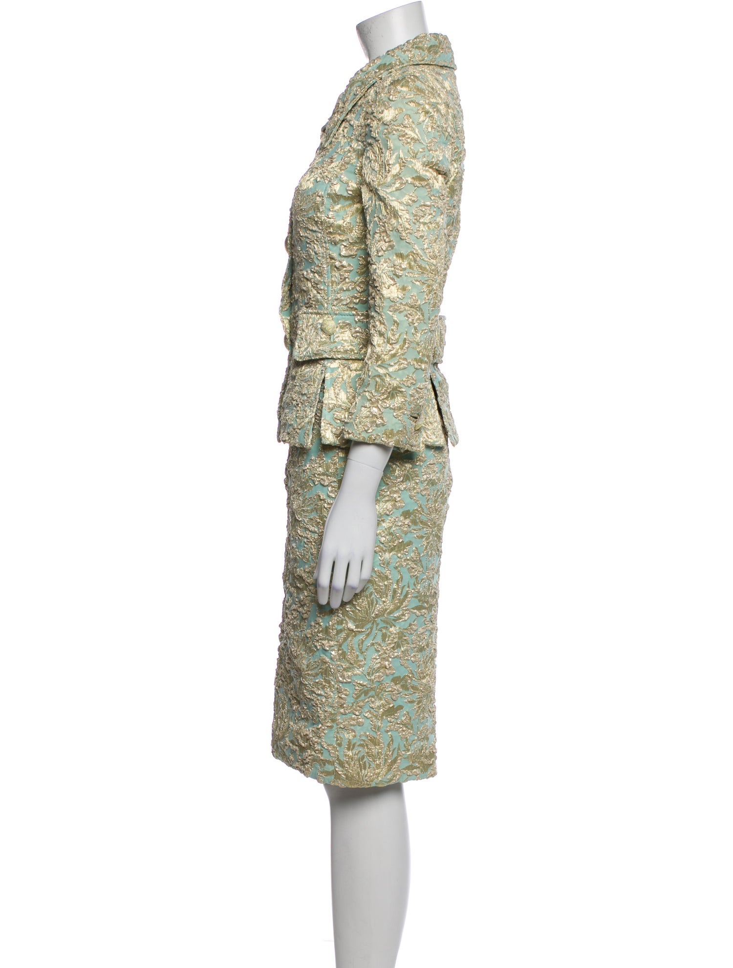 Dolce & Gabbana Silk Patterned Skirt Suit