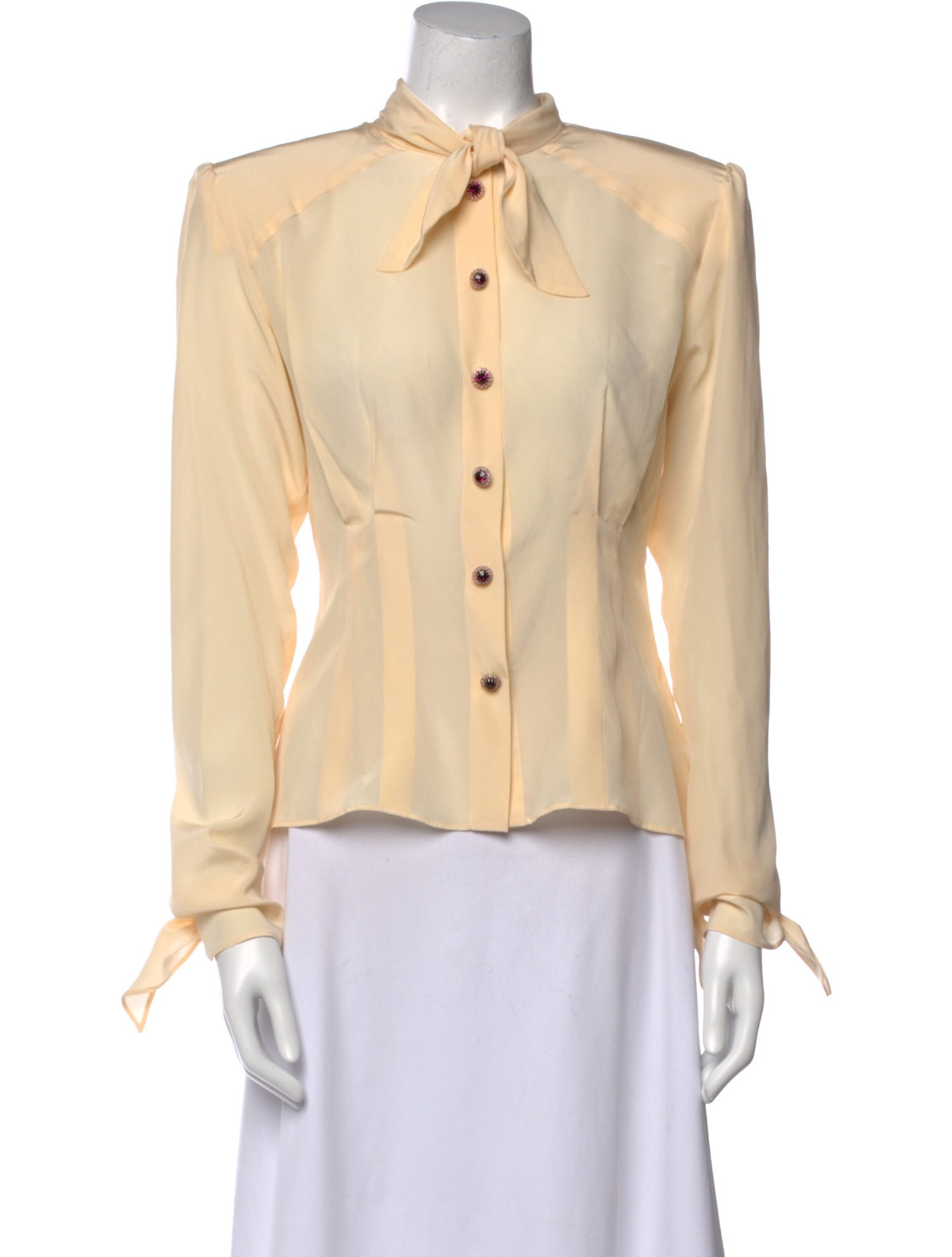 Dolce & Gabbana Silk Long Sleeve Button-Up Top