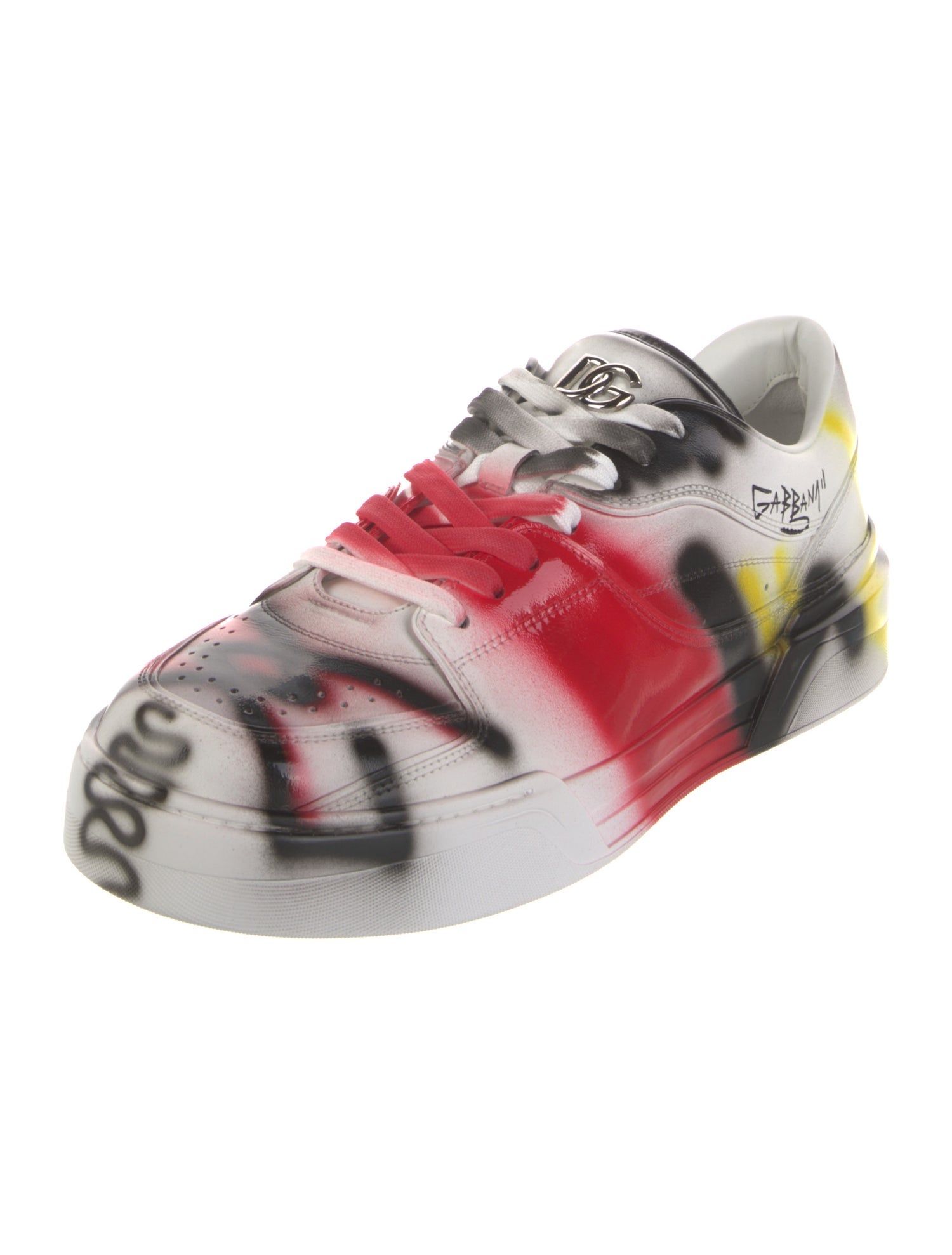 Dolce & Gabbana Leather Colorblock Pattern Sneakers