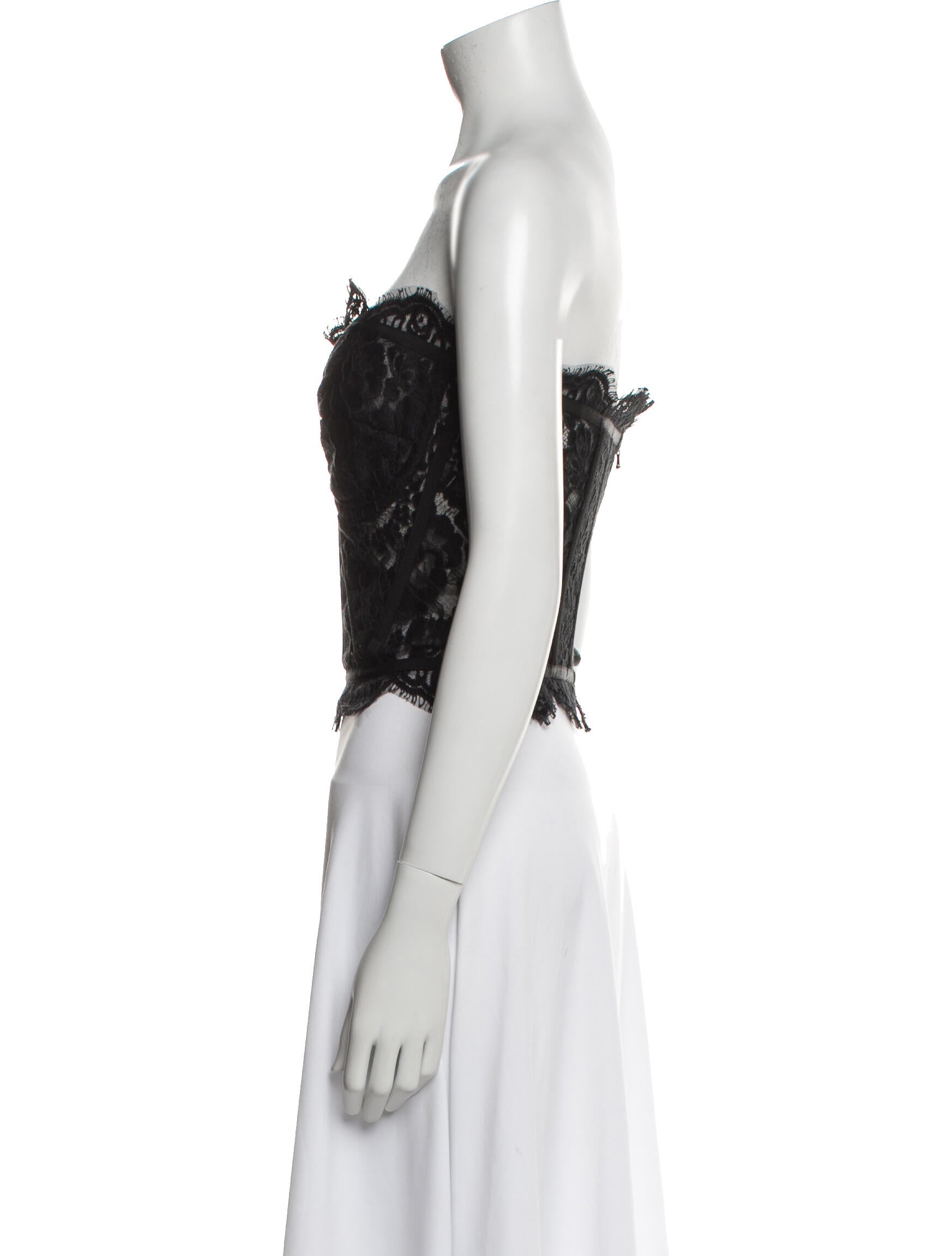 Dolce & Gabbana Lace Pattern Strapless Crop Top