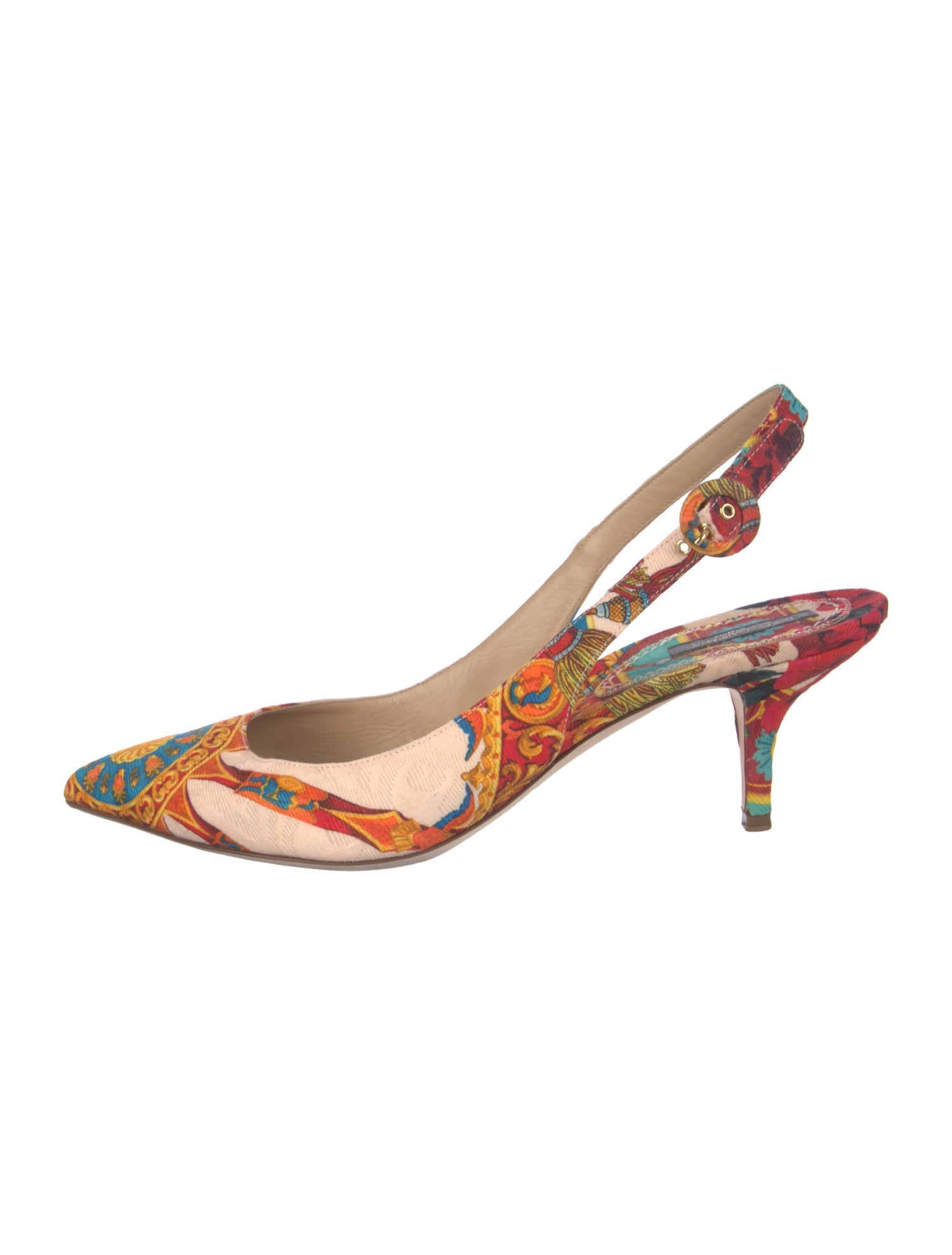 Dolce & Gabbana Majolica Print Canvas Slingback Pumps
