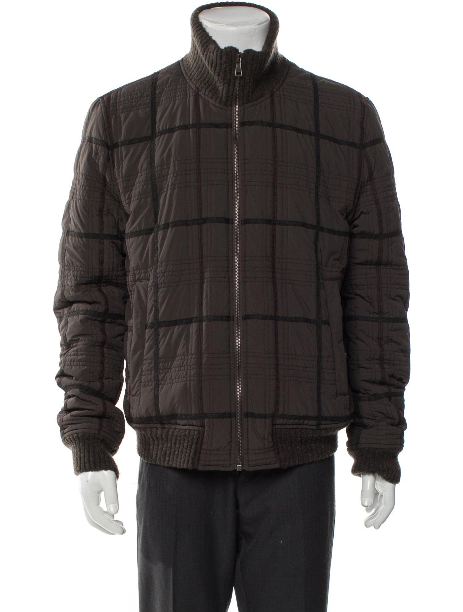 Dolce & Gabbana Plaid Print Puffer Coat