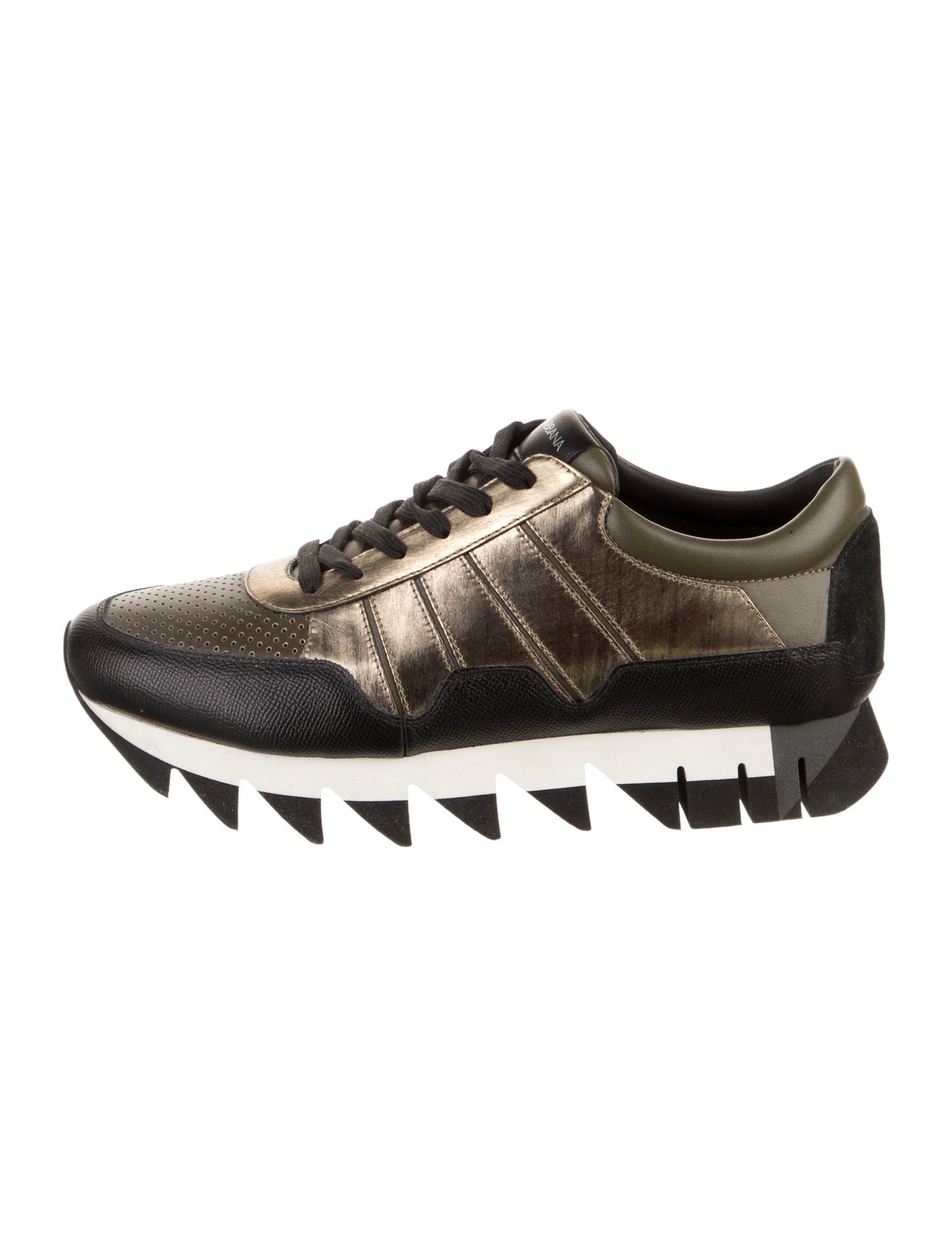 Dolce & Gabbana Leather Colorblock Pattern Sneakers