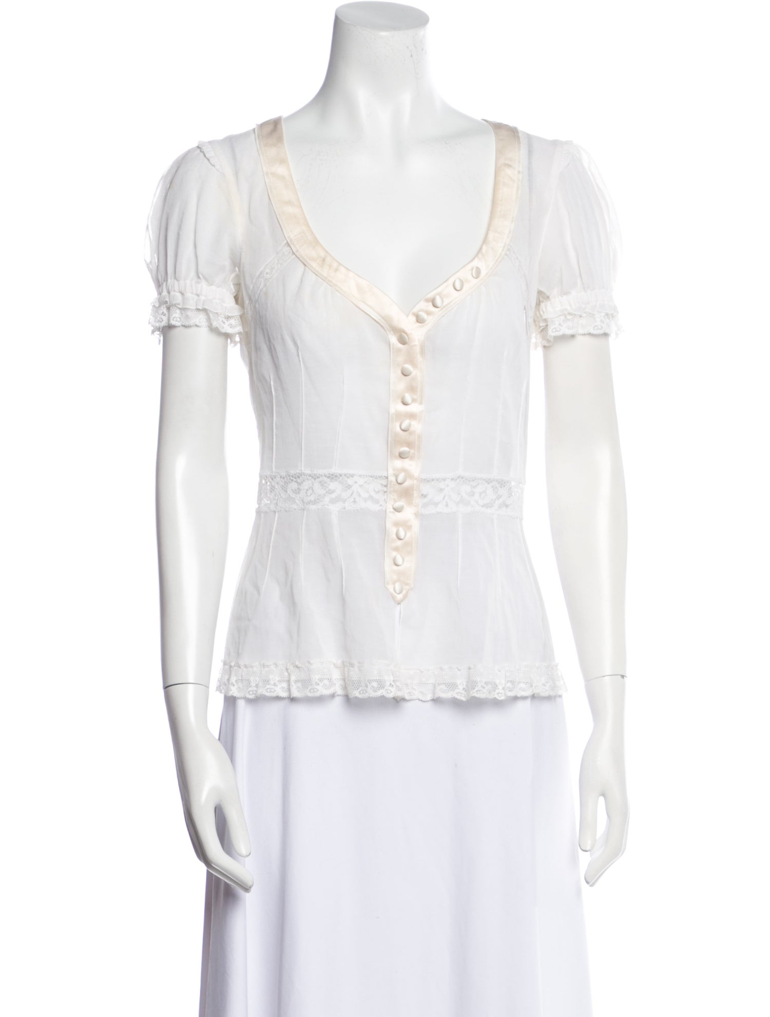 Dolce & Gabbana V-Neck Short Sleeve Blouse