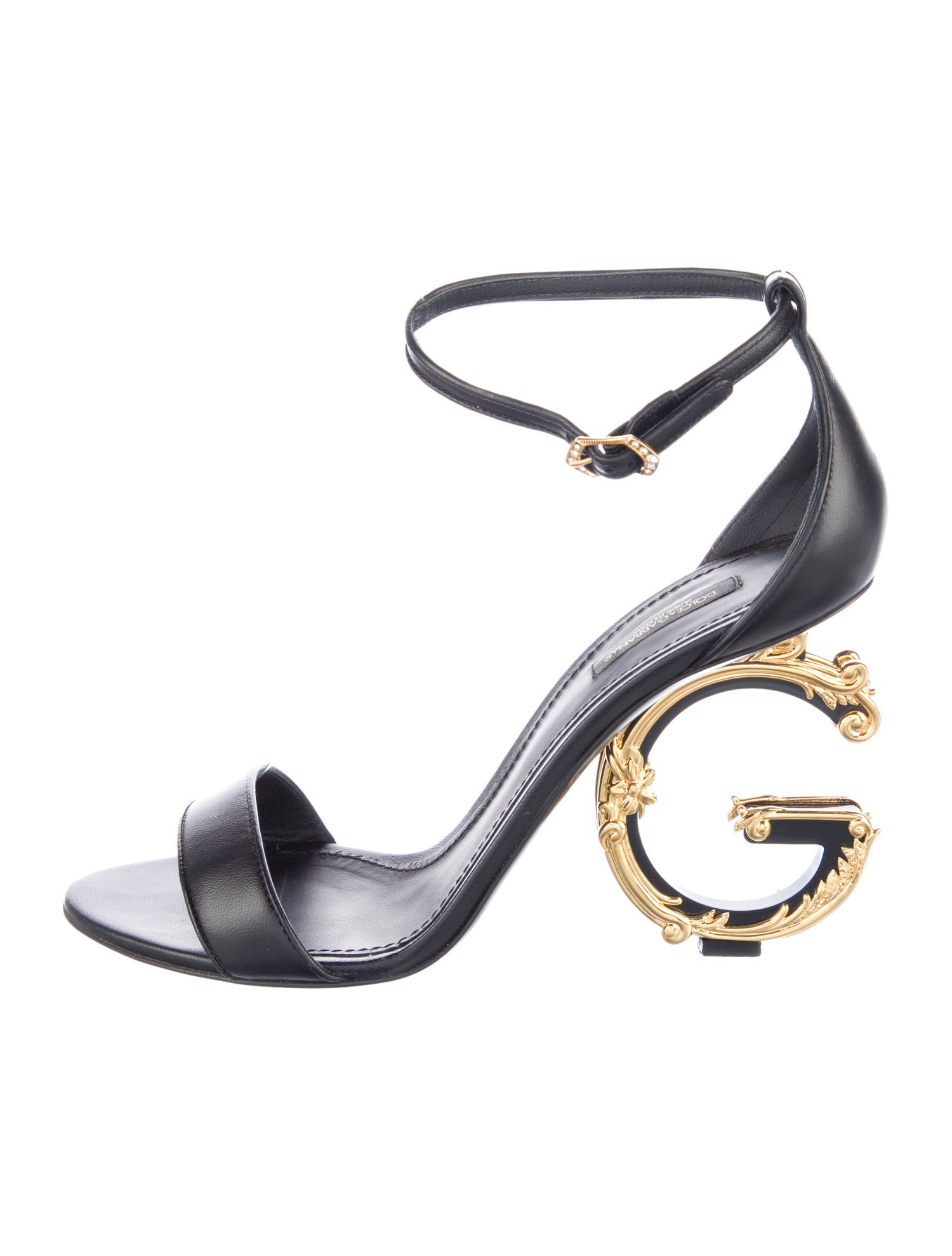 Dolce & Gabbana Leather Crystal Embellishments Sandals