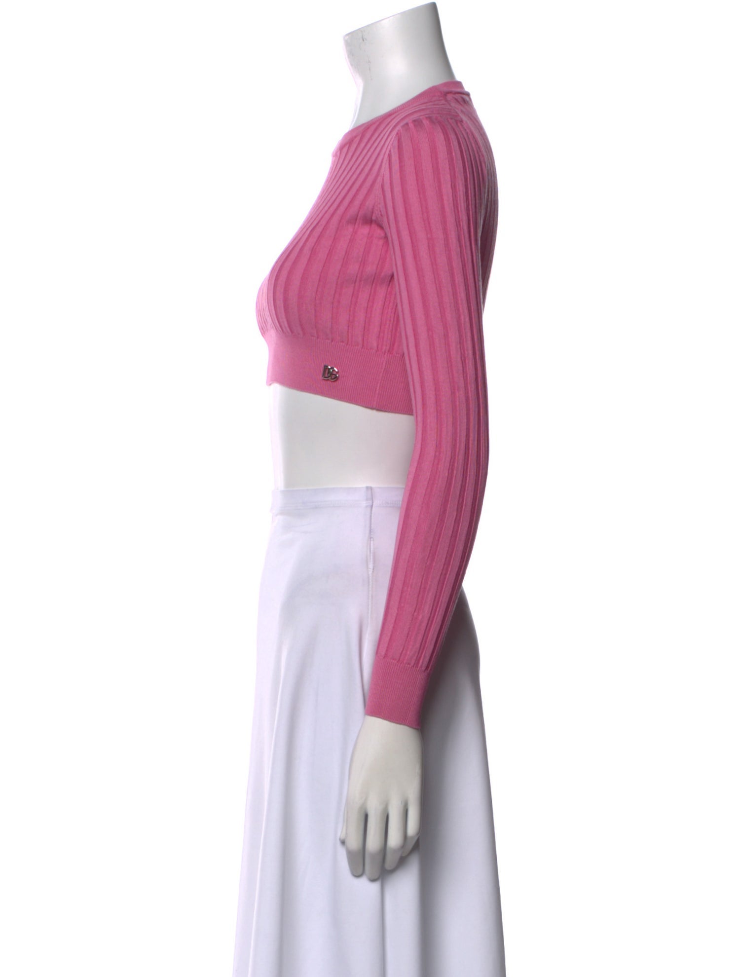 Dolce & Gabbana Silk Crew Neck Crop Top