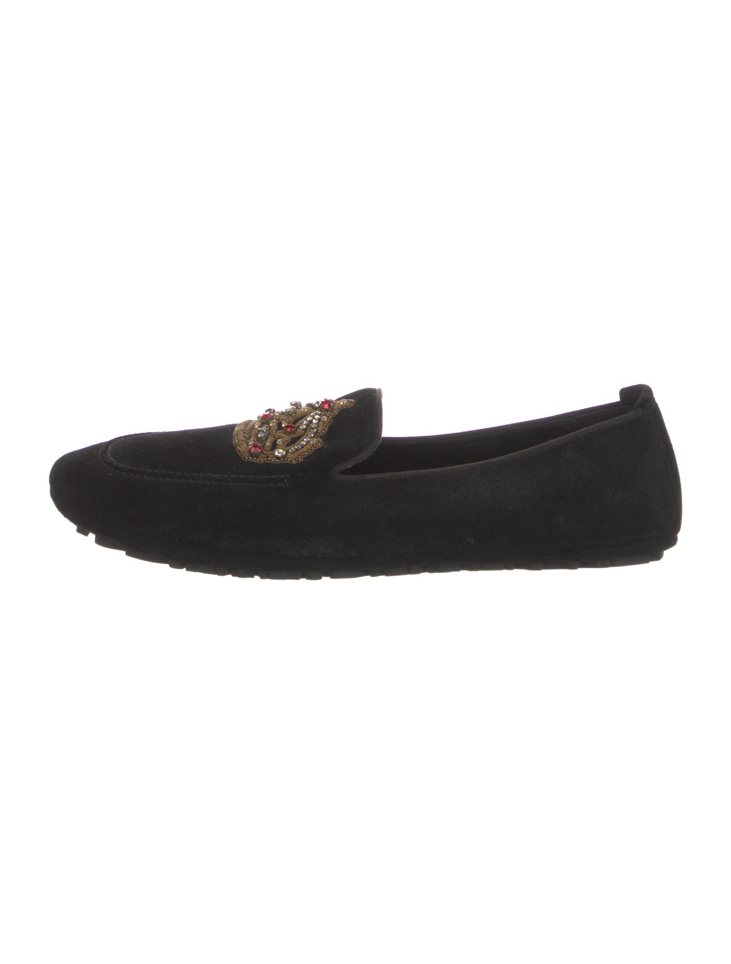 Dolce & Gabbana Suede Crystal Embellishments Loafers
