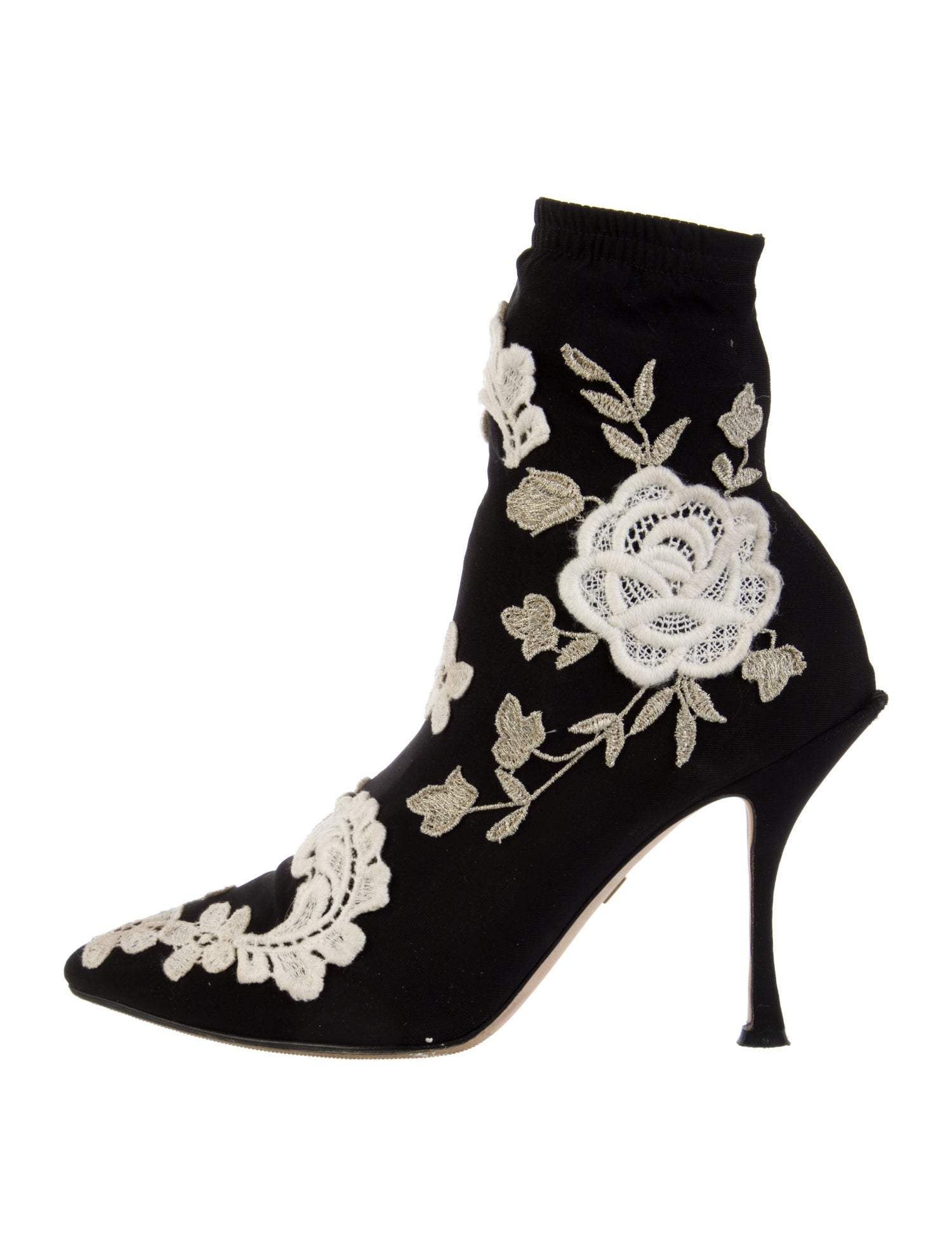 Dolce & Gabbana Floral Print Embroidered Accent Sock Boots