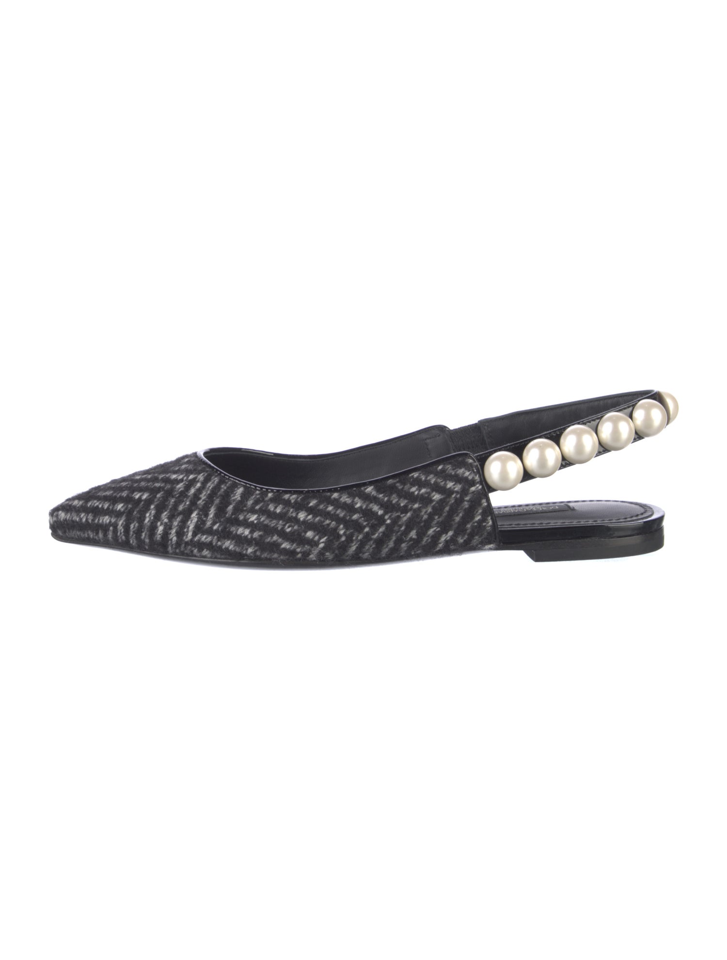Dolce & Gabbana Faux Pearl Accents Beaded Accents Slingback Flats