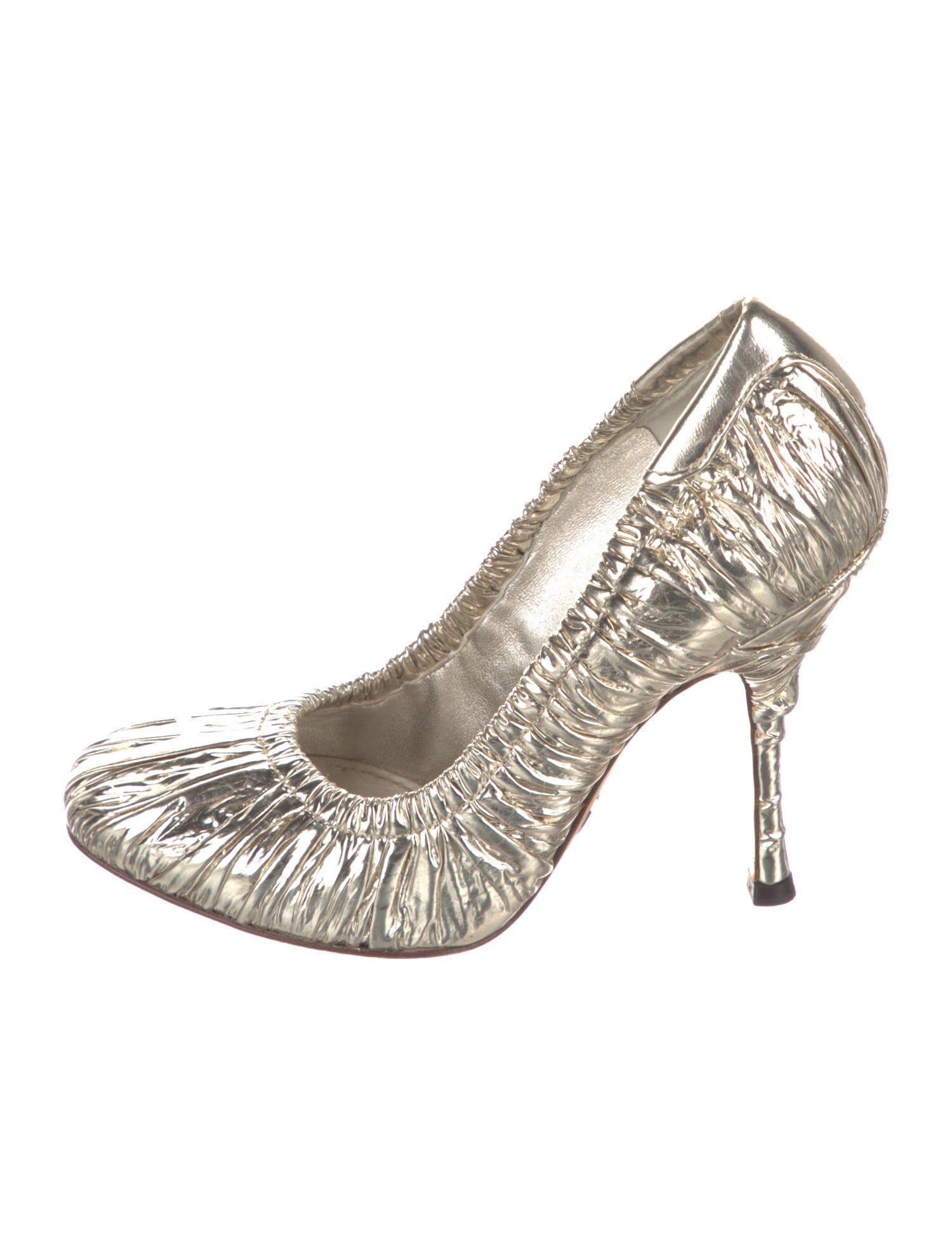 Dolce & Gabbana Leather Pleated Accents Pumps