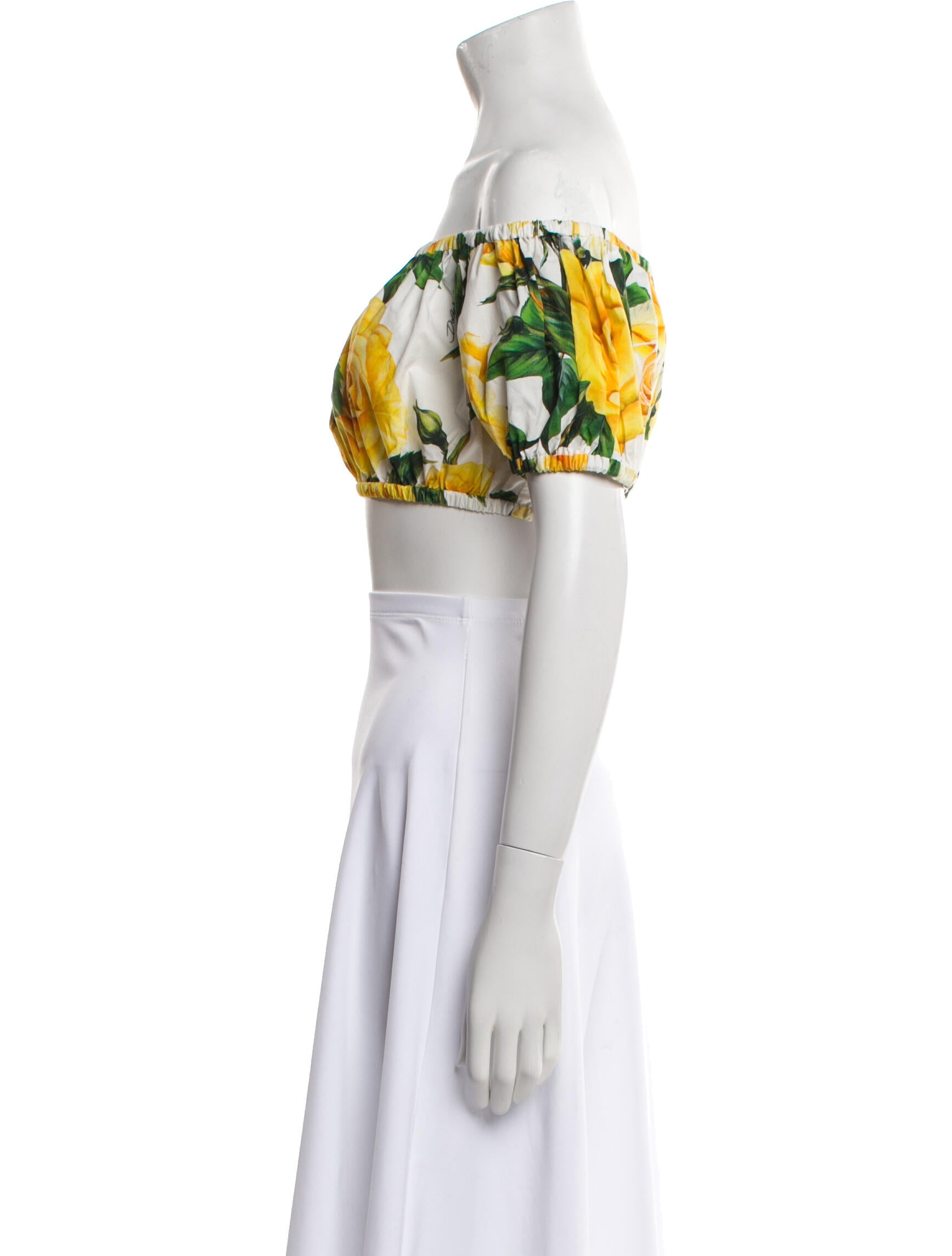 Dolce & Gabbana Floral Print Off-The-Shoulder Crop Top