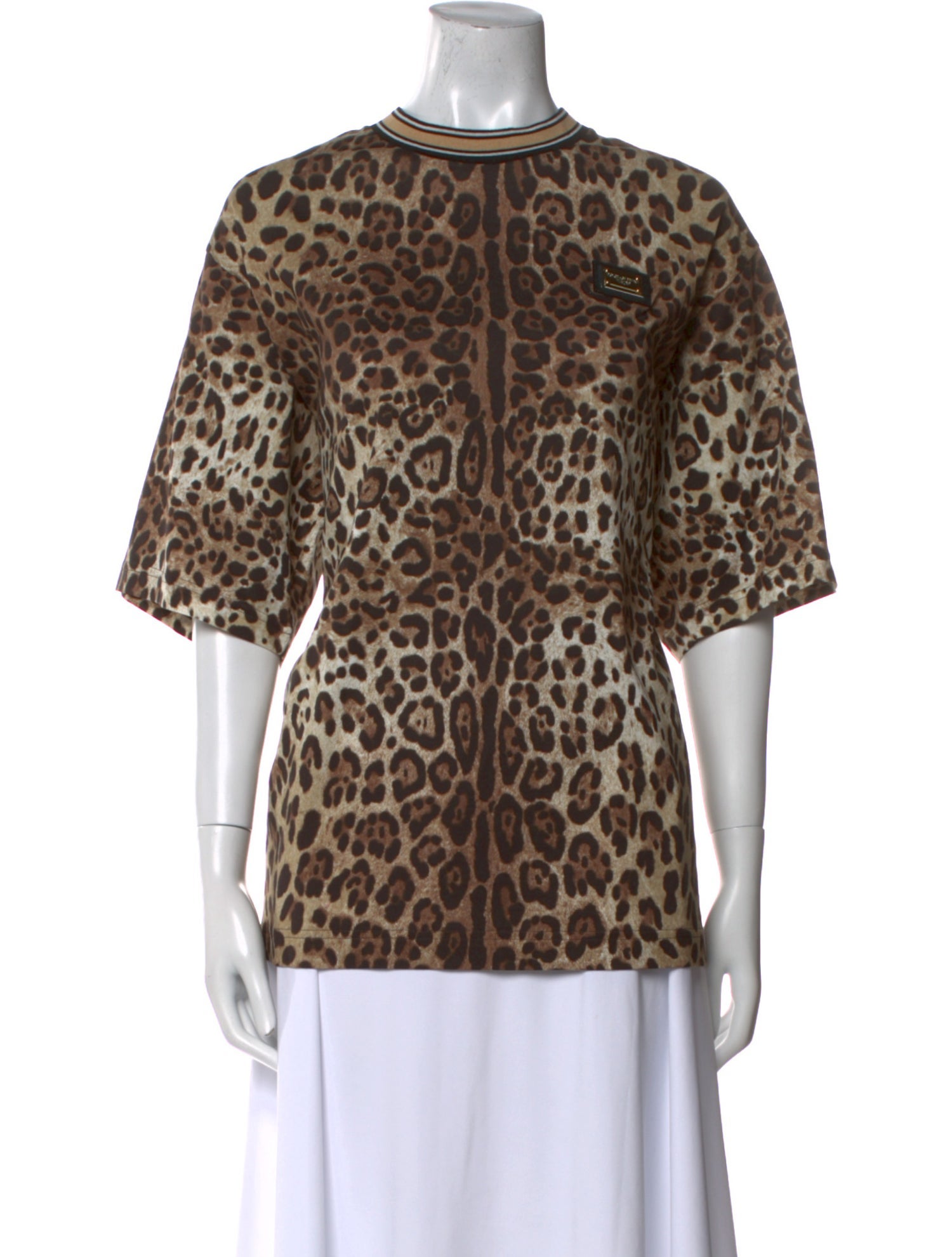 Dolce & Gabbana Animal Print Crew Neck Blouse w/ Tags