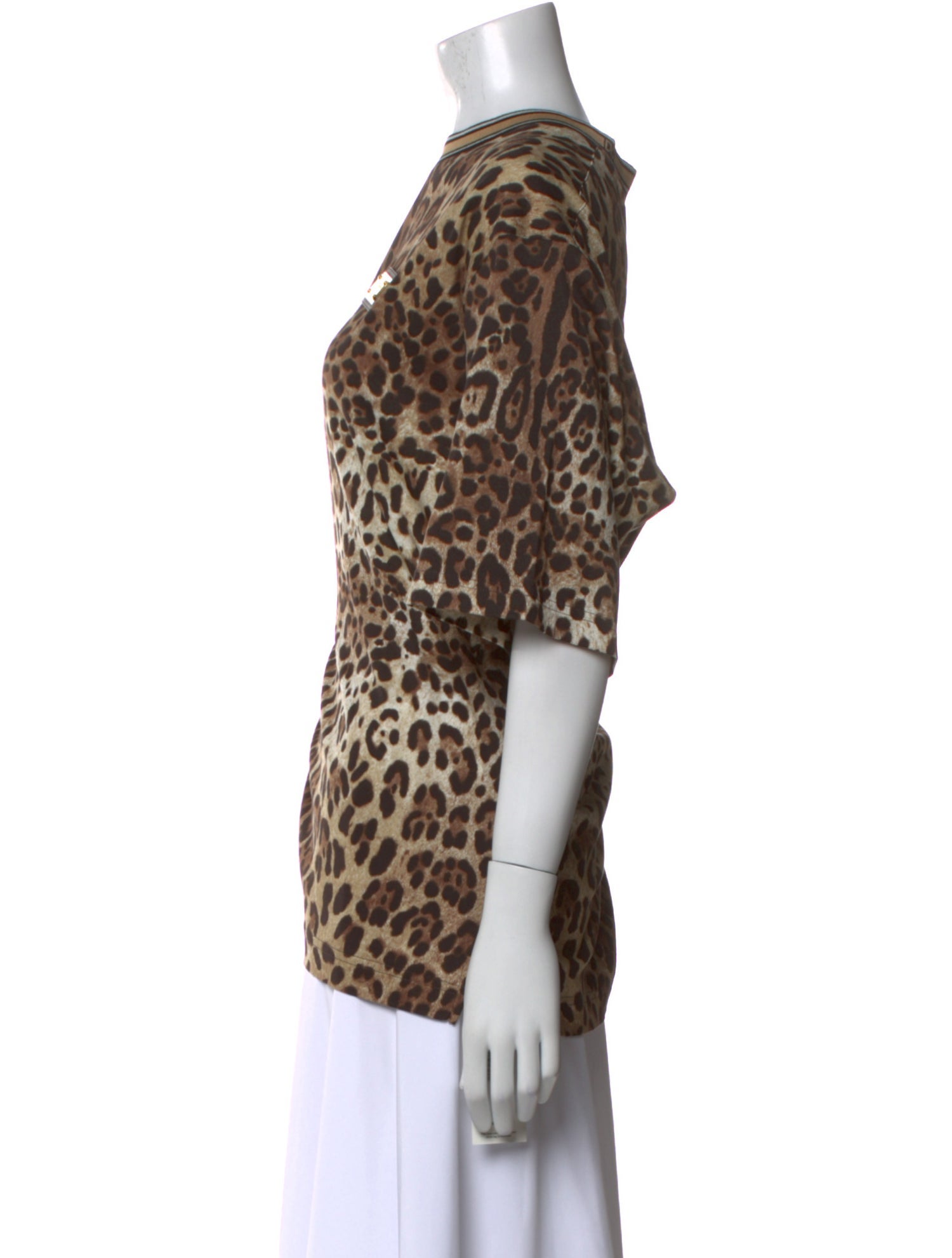 Dolce & Gabbana Animal Print Crew Neck Blouse w/ Tags