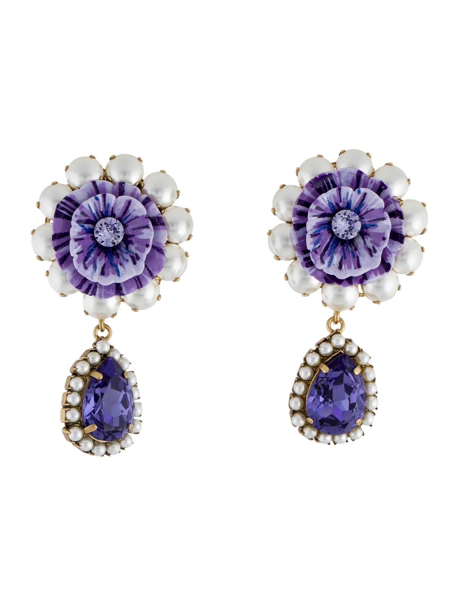 Dolce & Gabbana Faux Pearl, Crystal & Resin Drop Clip-On Earrings