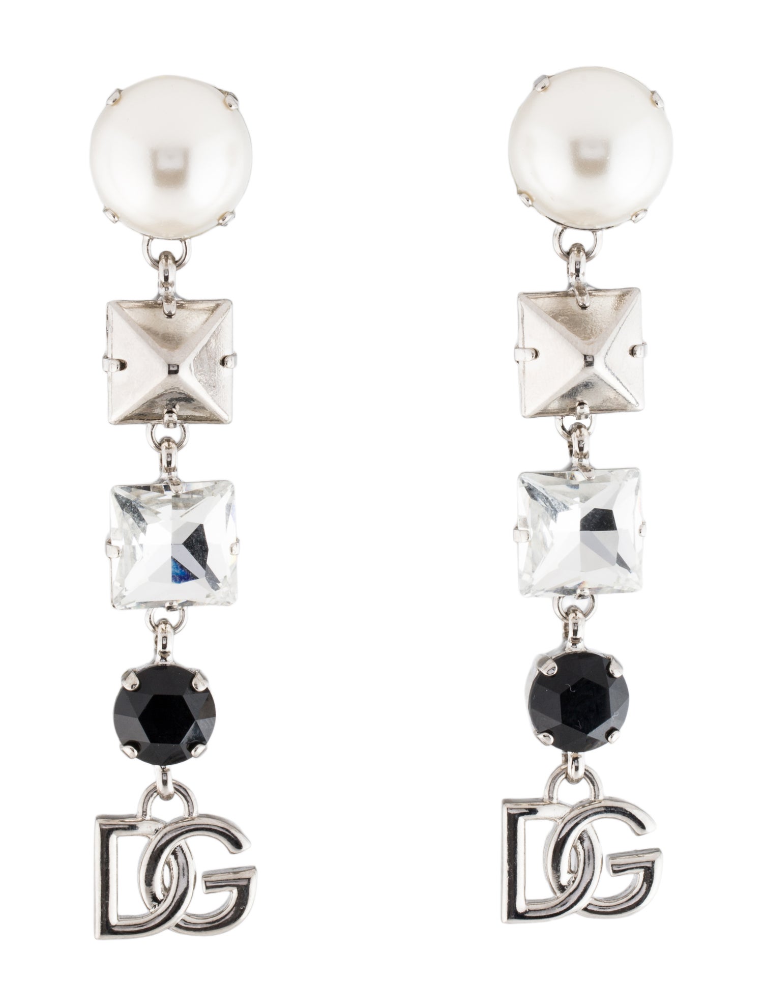 Dolce & Gabbana Faux Pearl & Crystal Drop Earrings