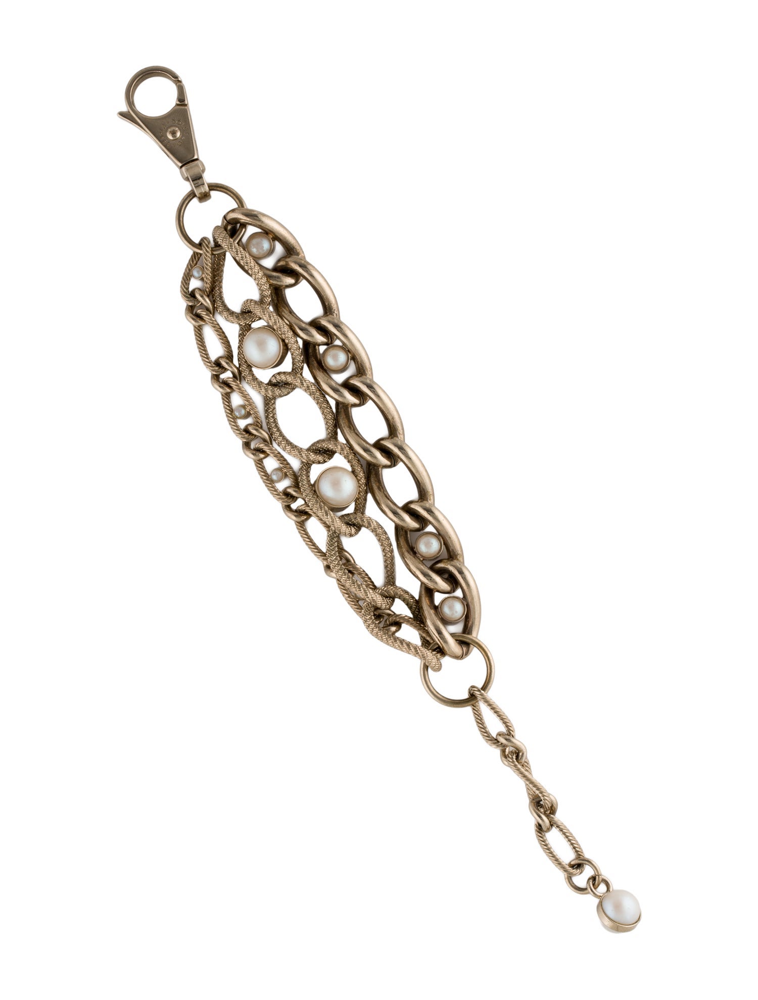 Dolce & Gabbana Faux Pearl Multistrand Chain Link Bracelet