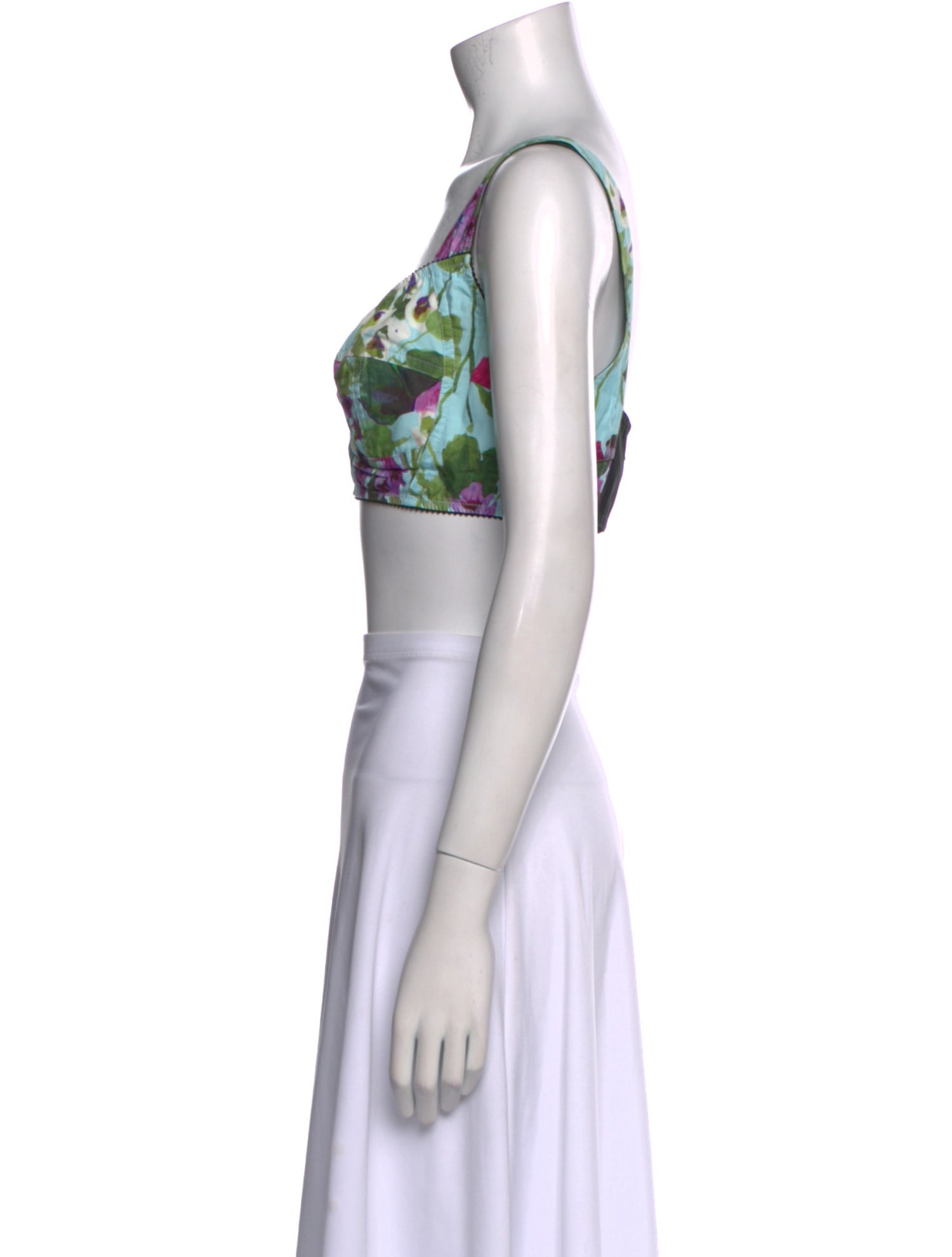 Dolce & Gabbana Floral Print Square Neckline Crop Top