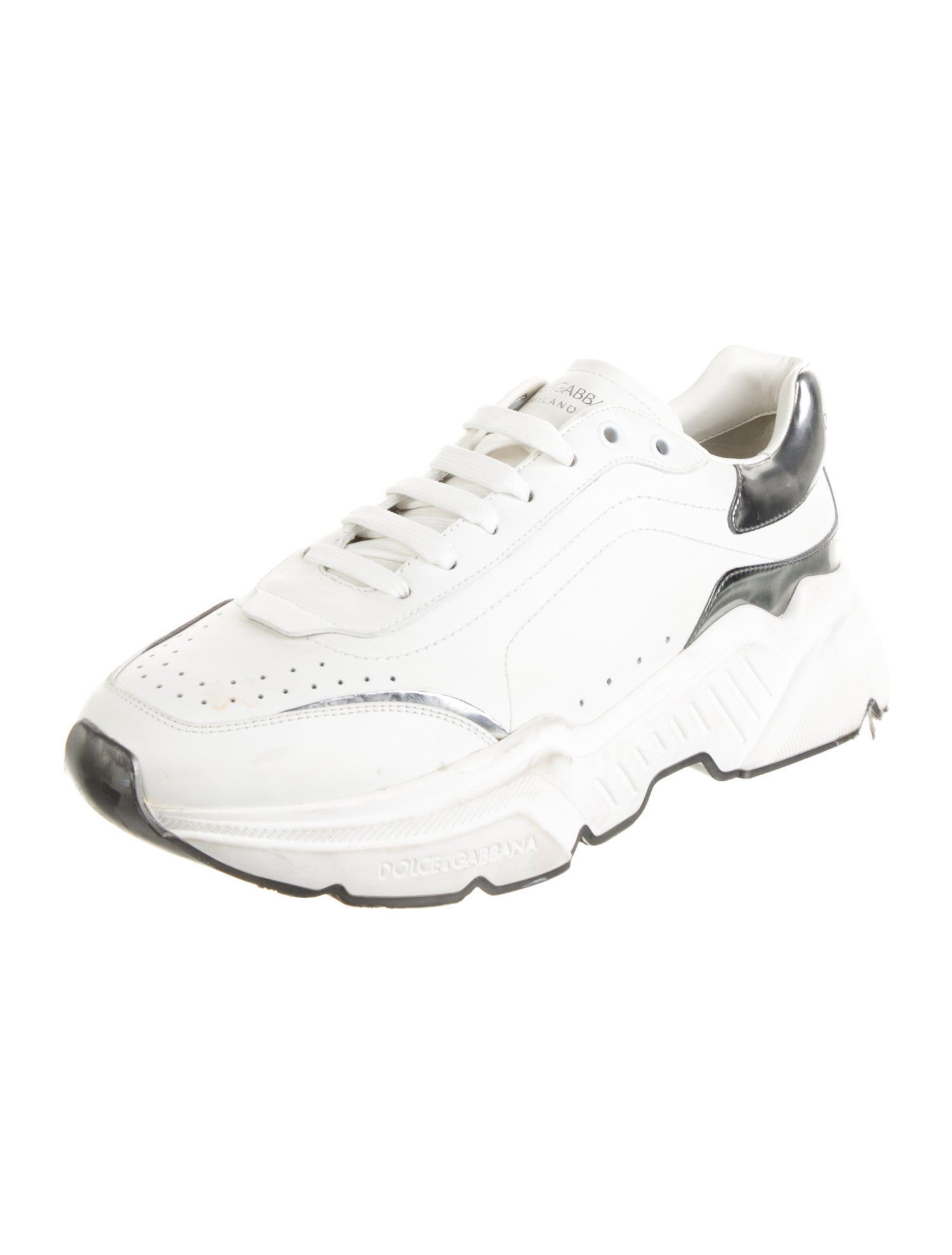 Dolce & Gabbana Leather Colorblock Pattern Athletic Sneakers