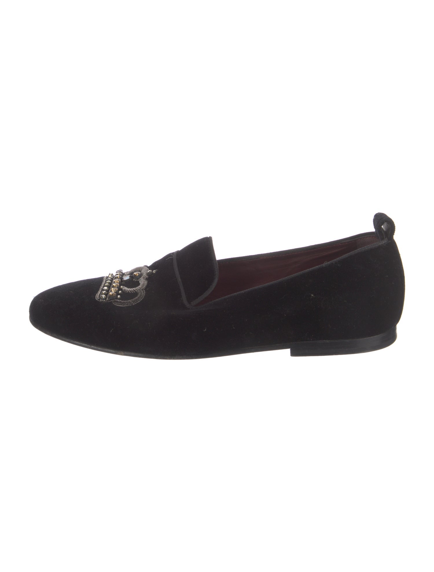 Dolce & Gabbana Velvet Crystal Embellishments Loafers