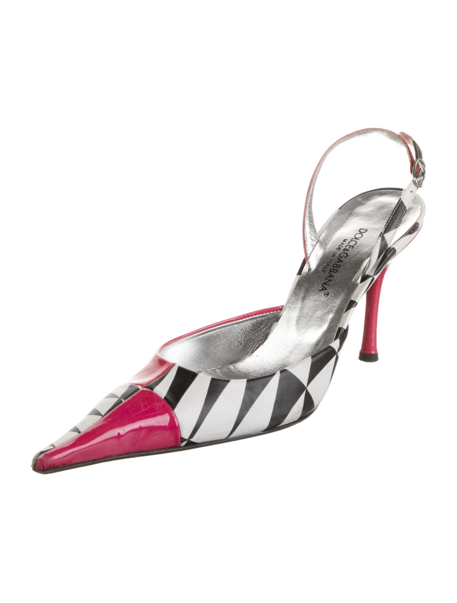 Dolce & Gabbana Patent Leather Patterned Slingback Pumps