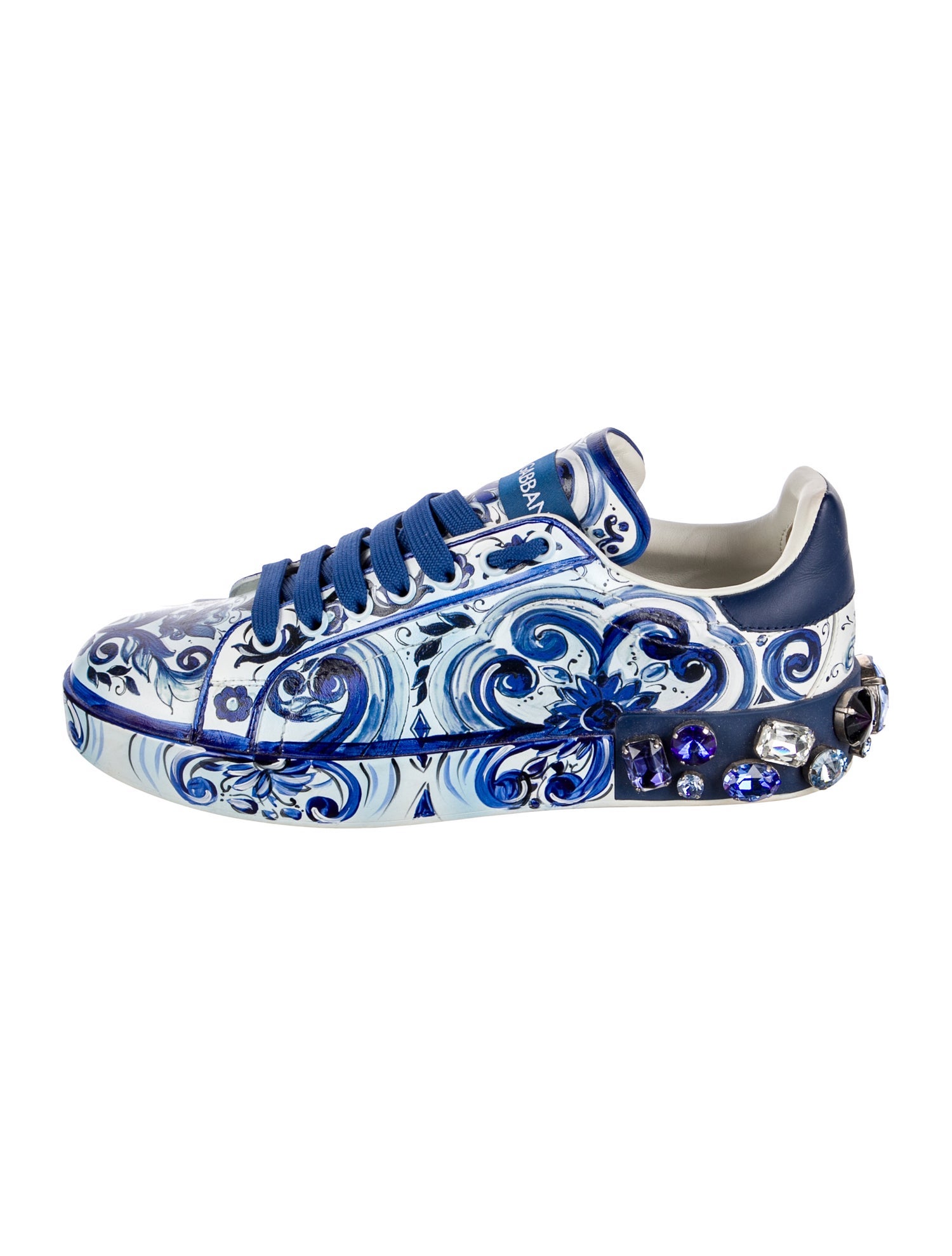 Dolce & Gabbana Majolica Print Leather Sneakers