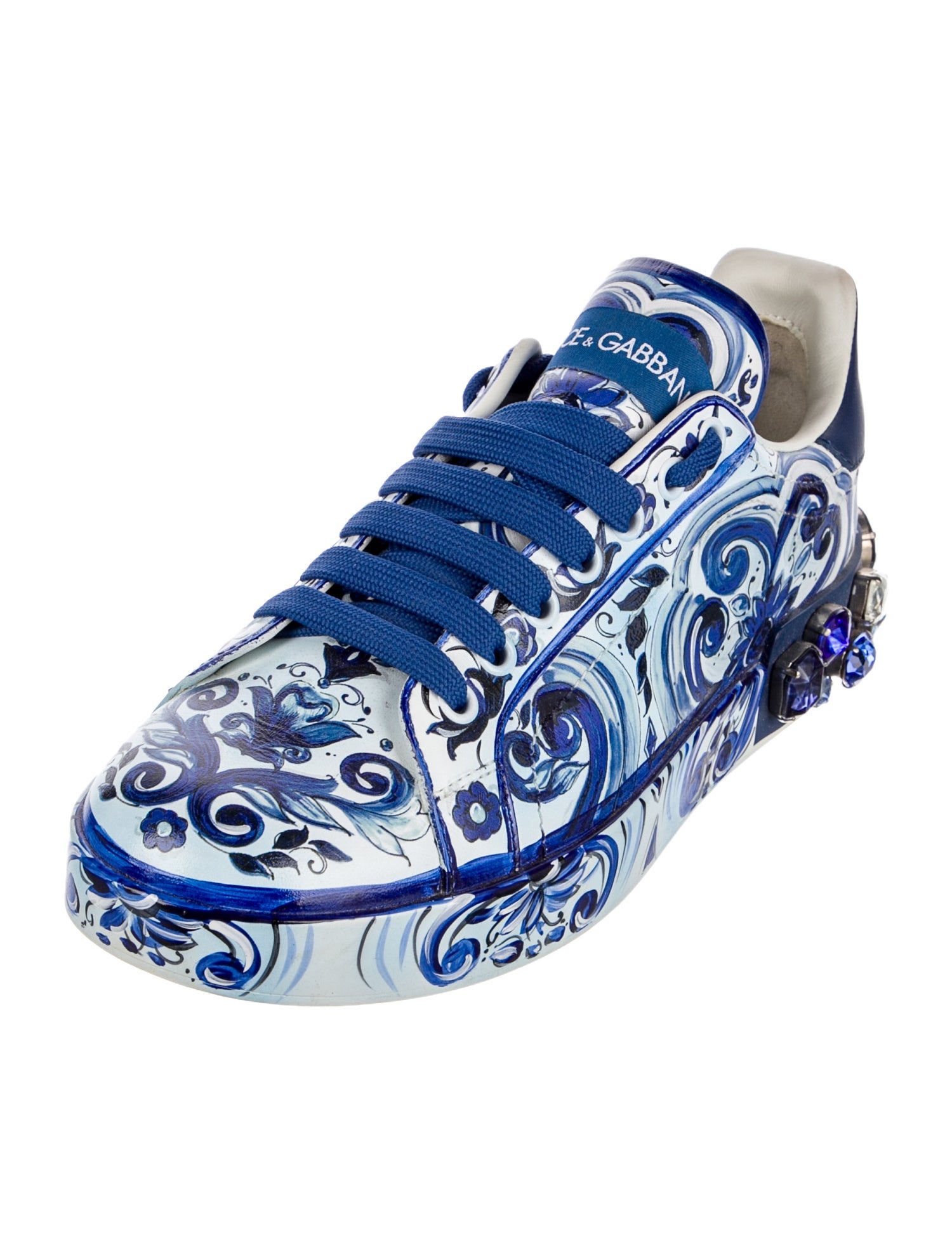 Dolce & Gabbana Majolica Print Leather Sneakers