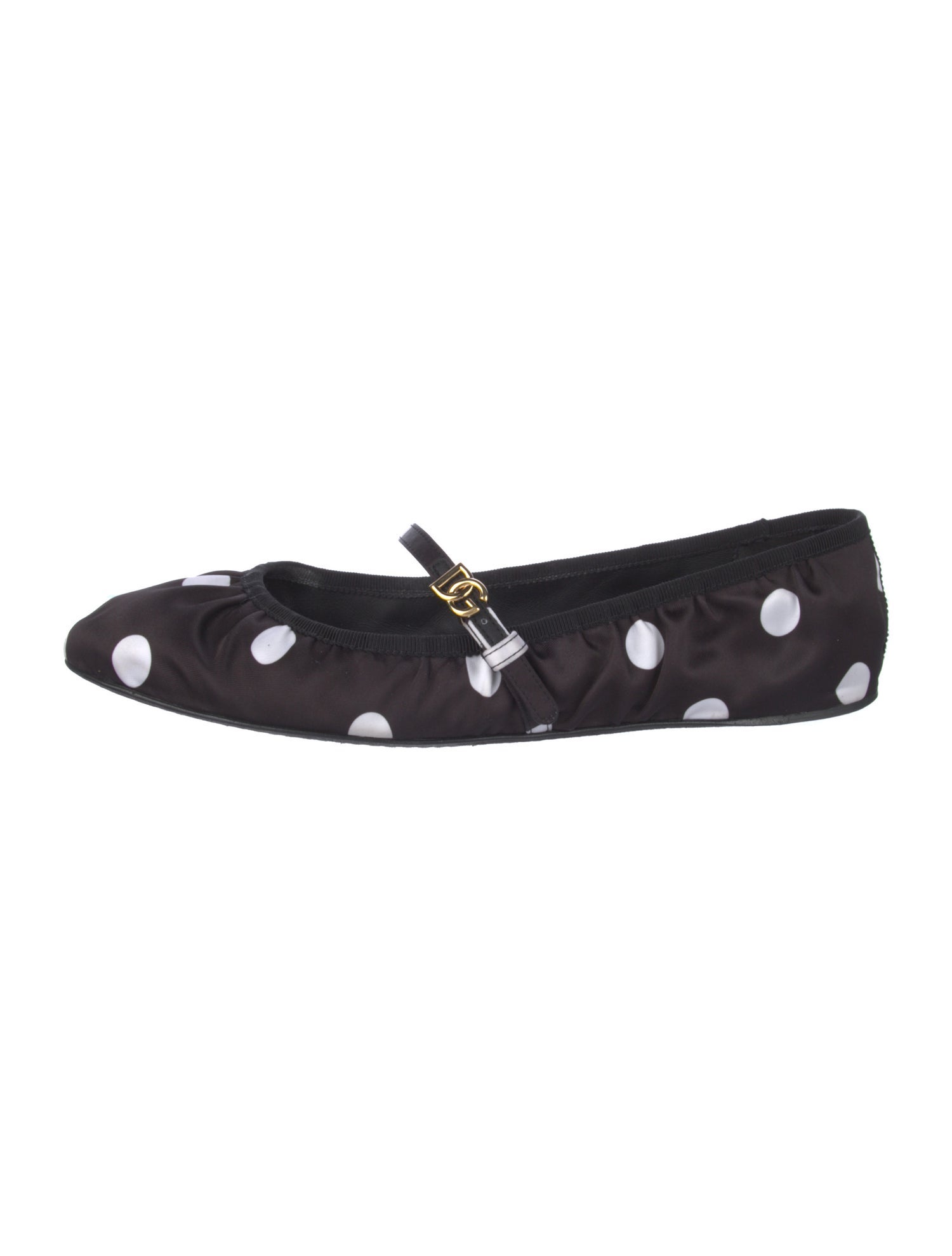 Dolce & Gabbana Satin Polka Dot Print Mary Jane Flats