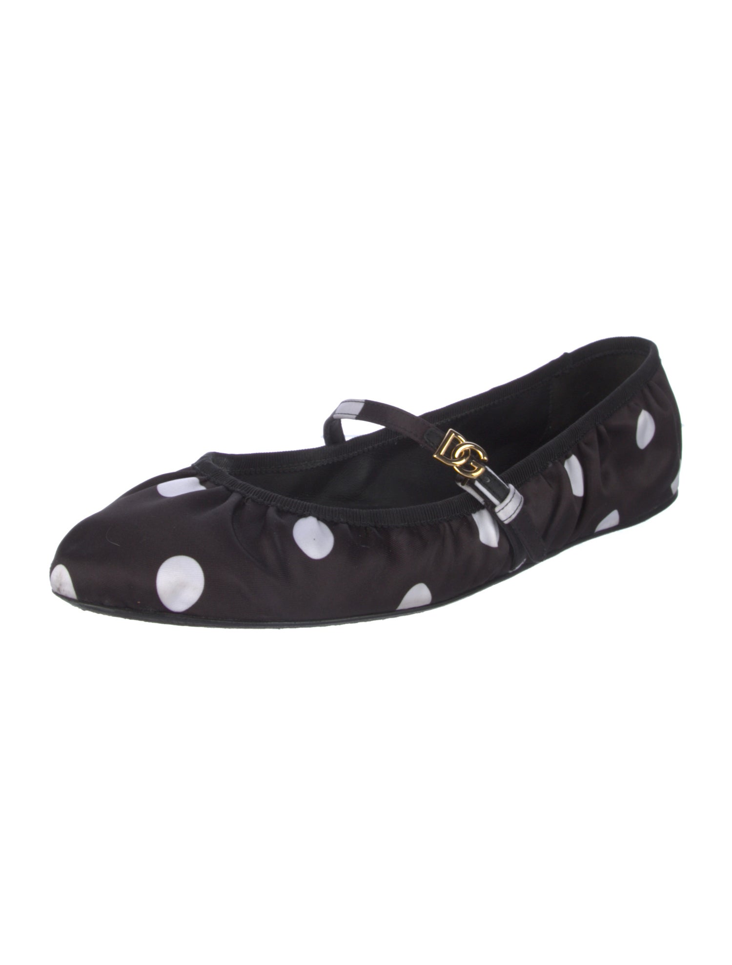 Dolce & Gabbana Satin Polka Dot Print Mary Jane Flats