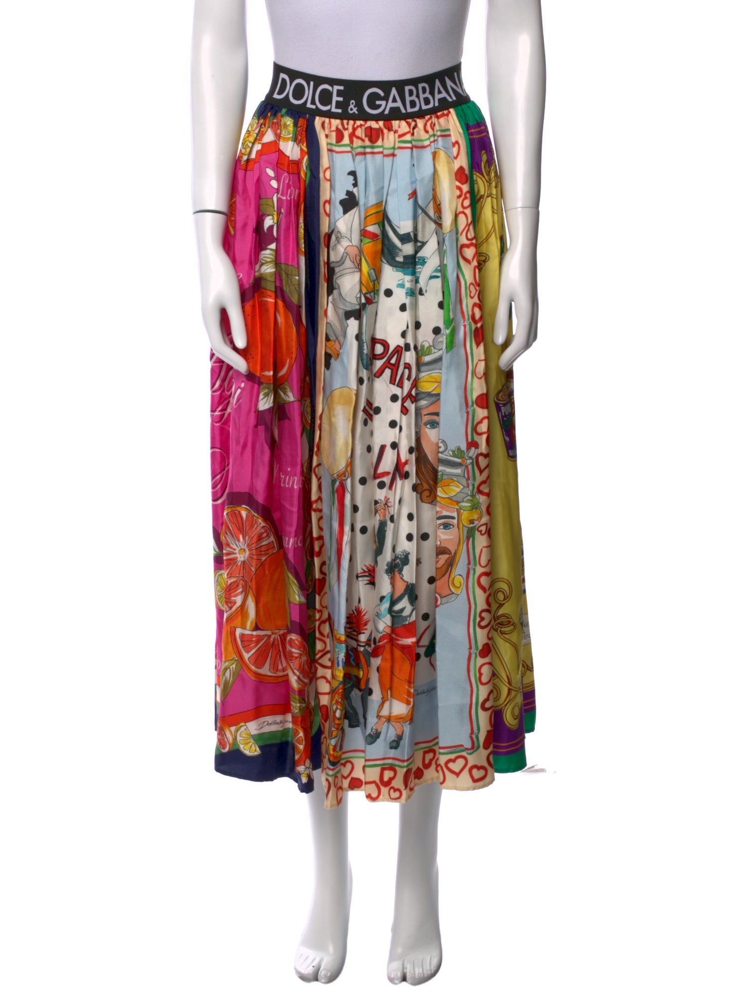 Dolce & Gabbana Silk Midi Length Skirt