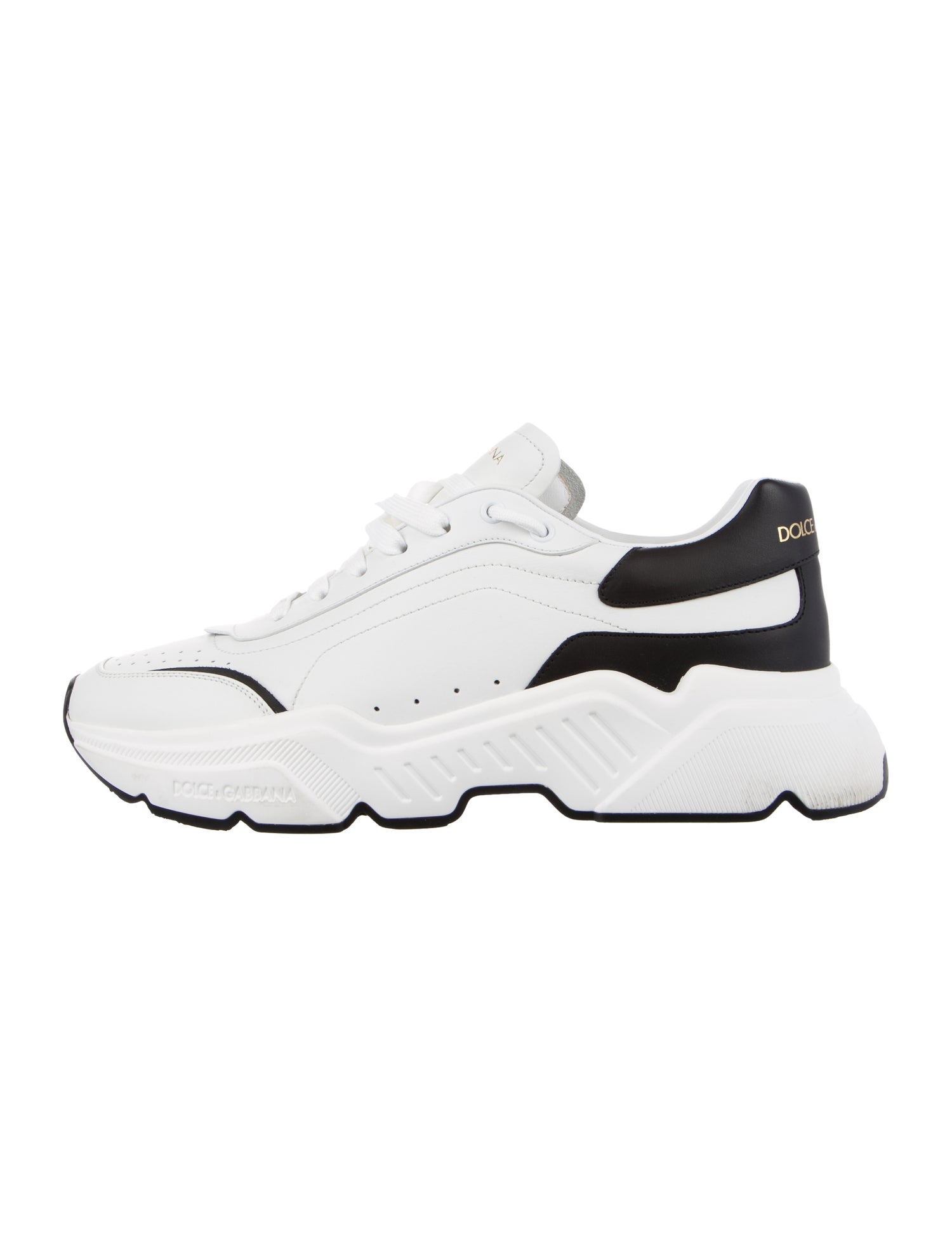 Dolce & Gabbana Leather Colorblock Pattern Athletic Sneakers