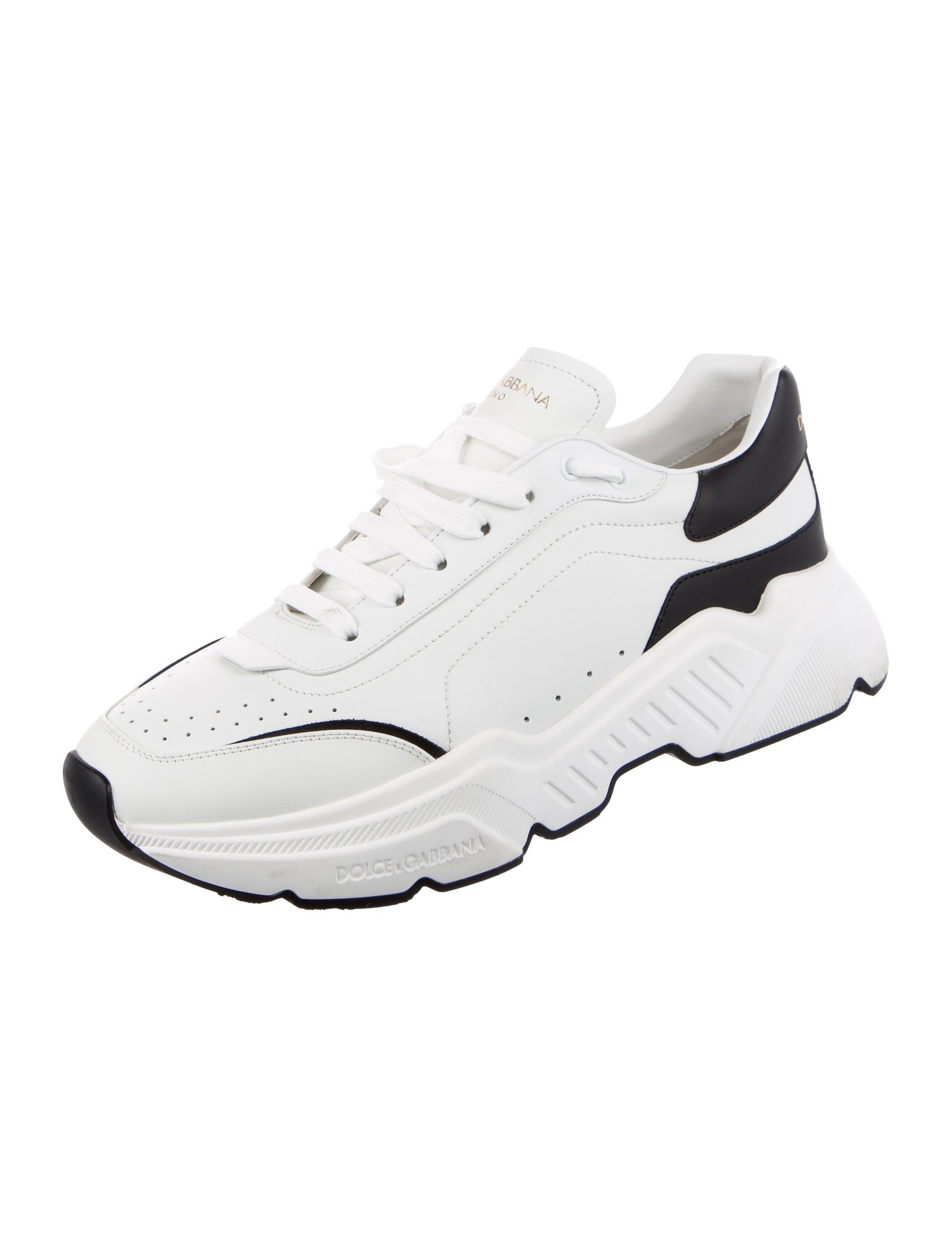 Dolce & Gabbana Leather Colorblock Pattern Athletic Sneakers