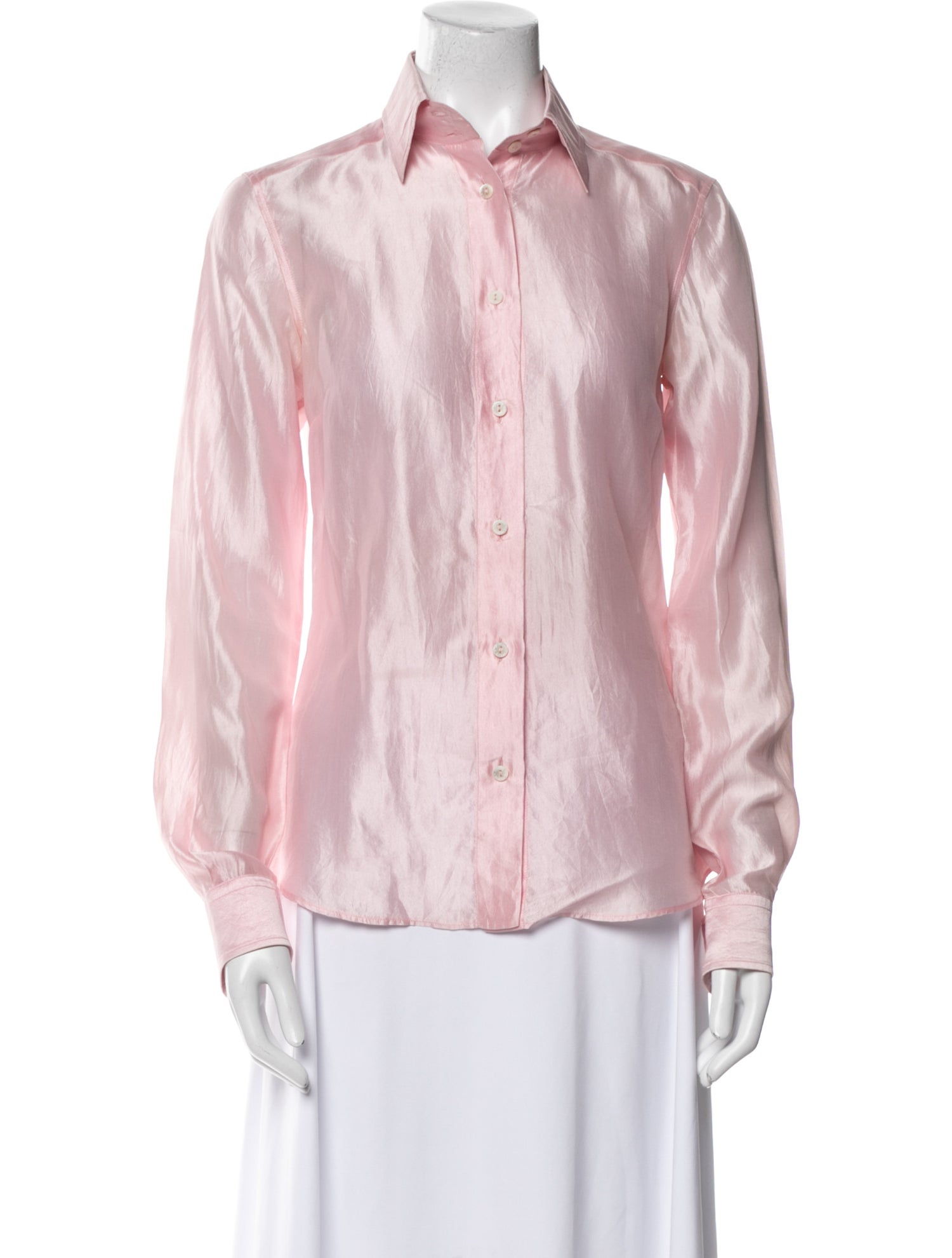 Dolce & Gabbana Silk Long Sleeve Button-Up Top