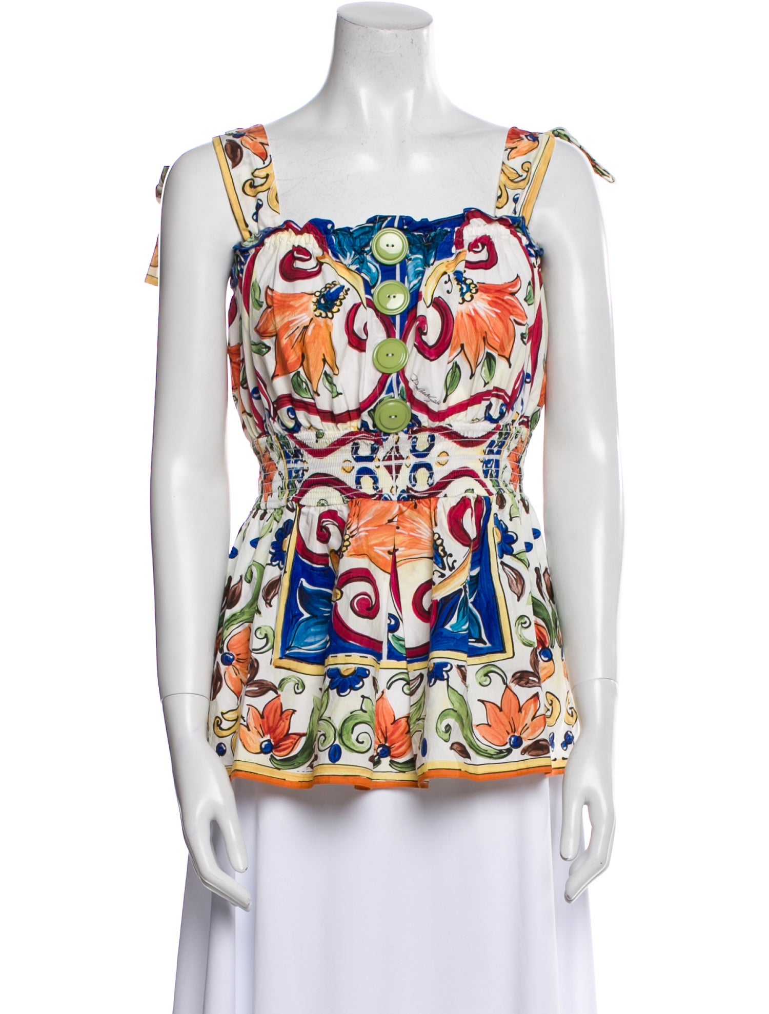 Dolce & Gabbana Printed Square Neckline Top