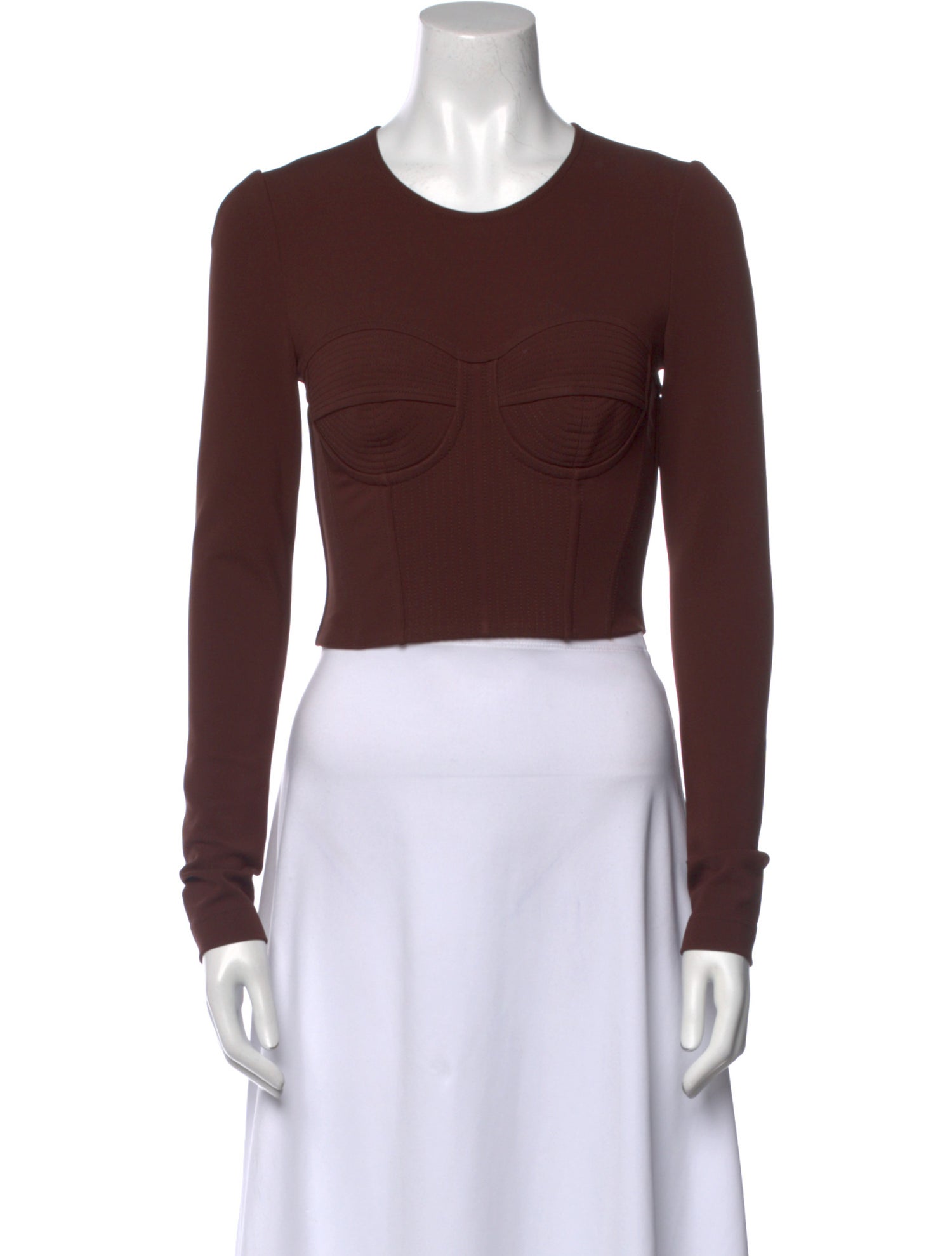 Dolce & Gabbana Crew Neck Long Sleeve Crop Top