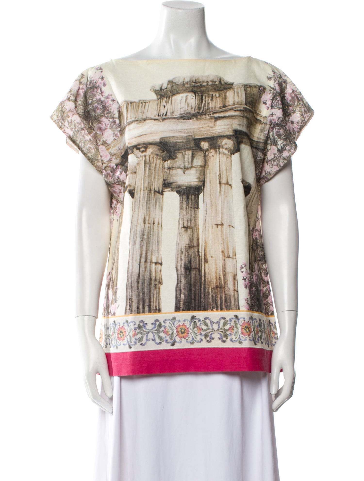 Dolce & Gabbana Printed Bateau Neckline Blouse