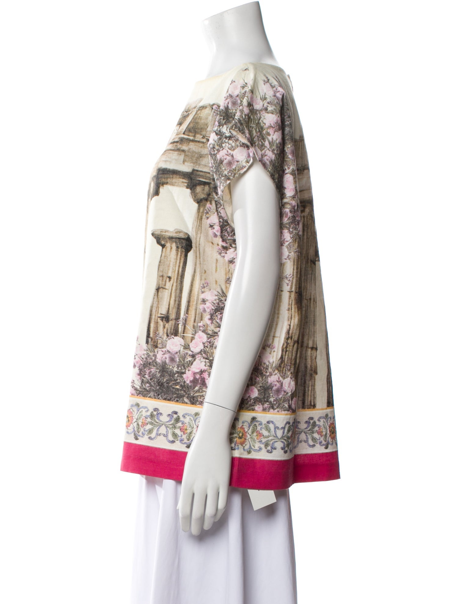 Dolce & Gabbana Printed Bateau Neckline Blouse