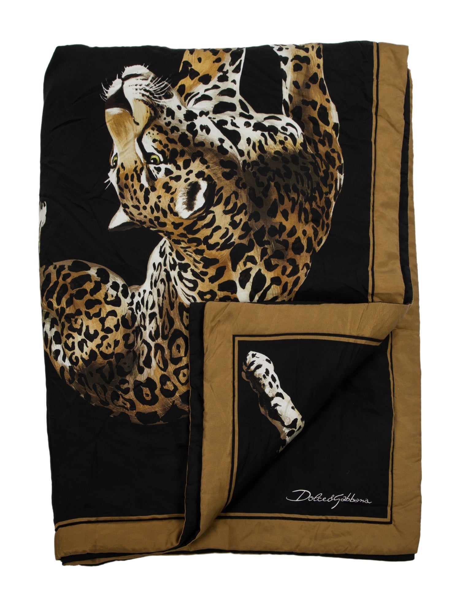 Dolce & Gabbana Leopardo Silk Quilt Blanket w/ Tags