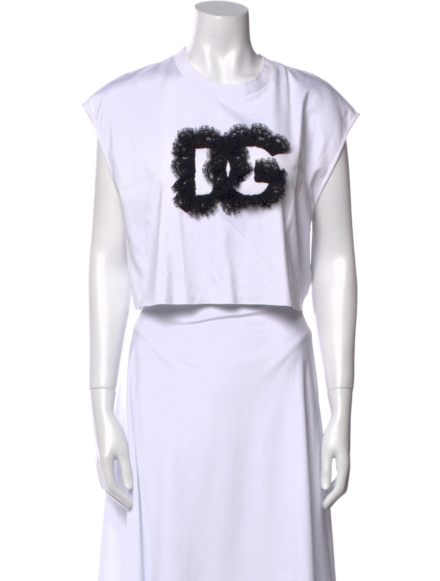 Dolce & Gabbana Graphic Print Crew Neck Crop Top