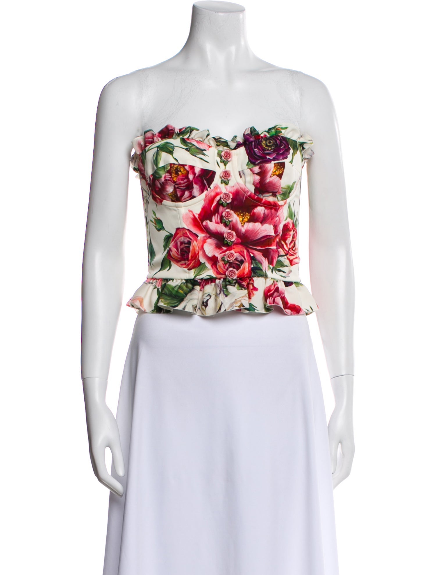 Dolce & Gabbana Silk Floral Print Crop Top