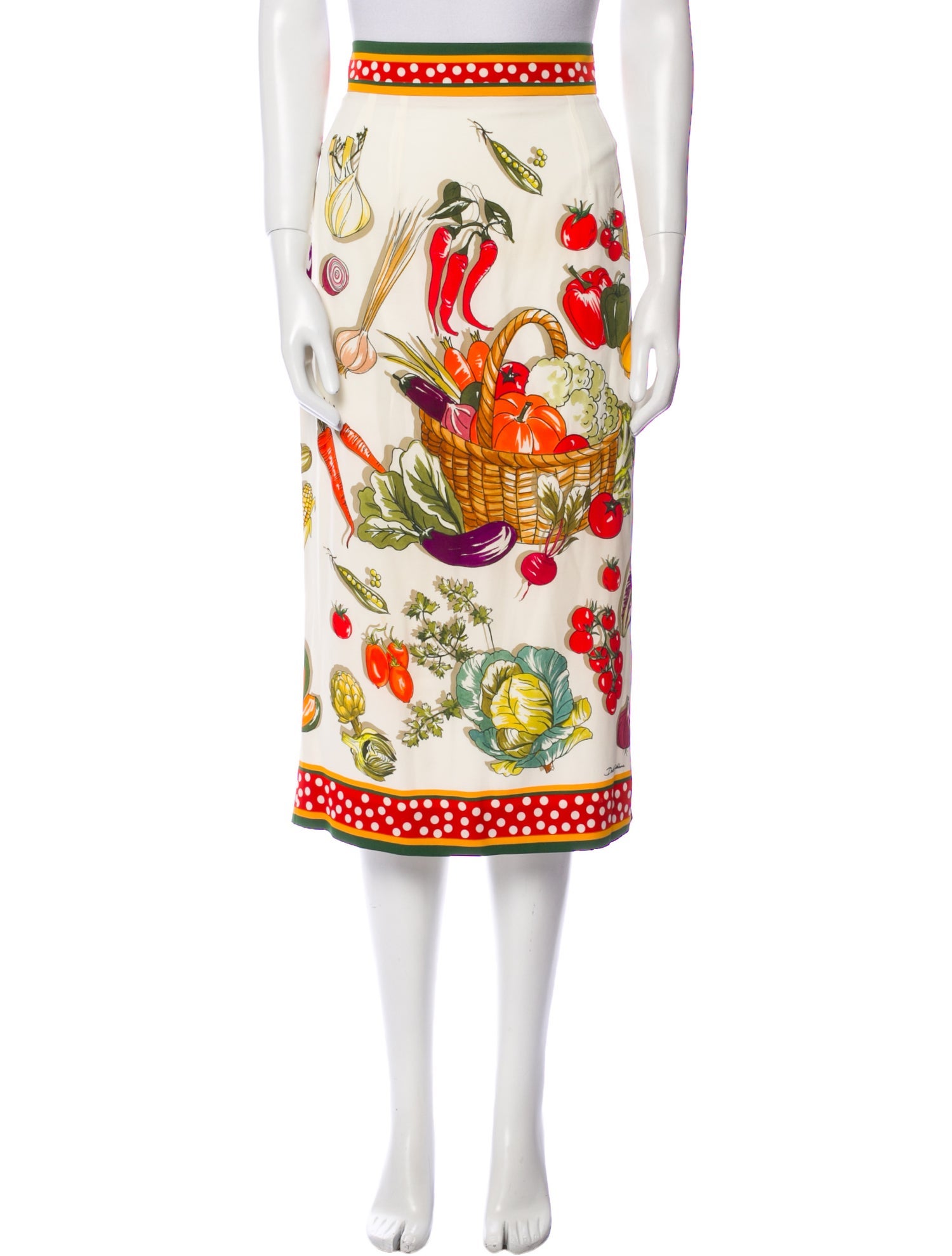 Dolce & Gabbana Silk Midi Length Skirt