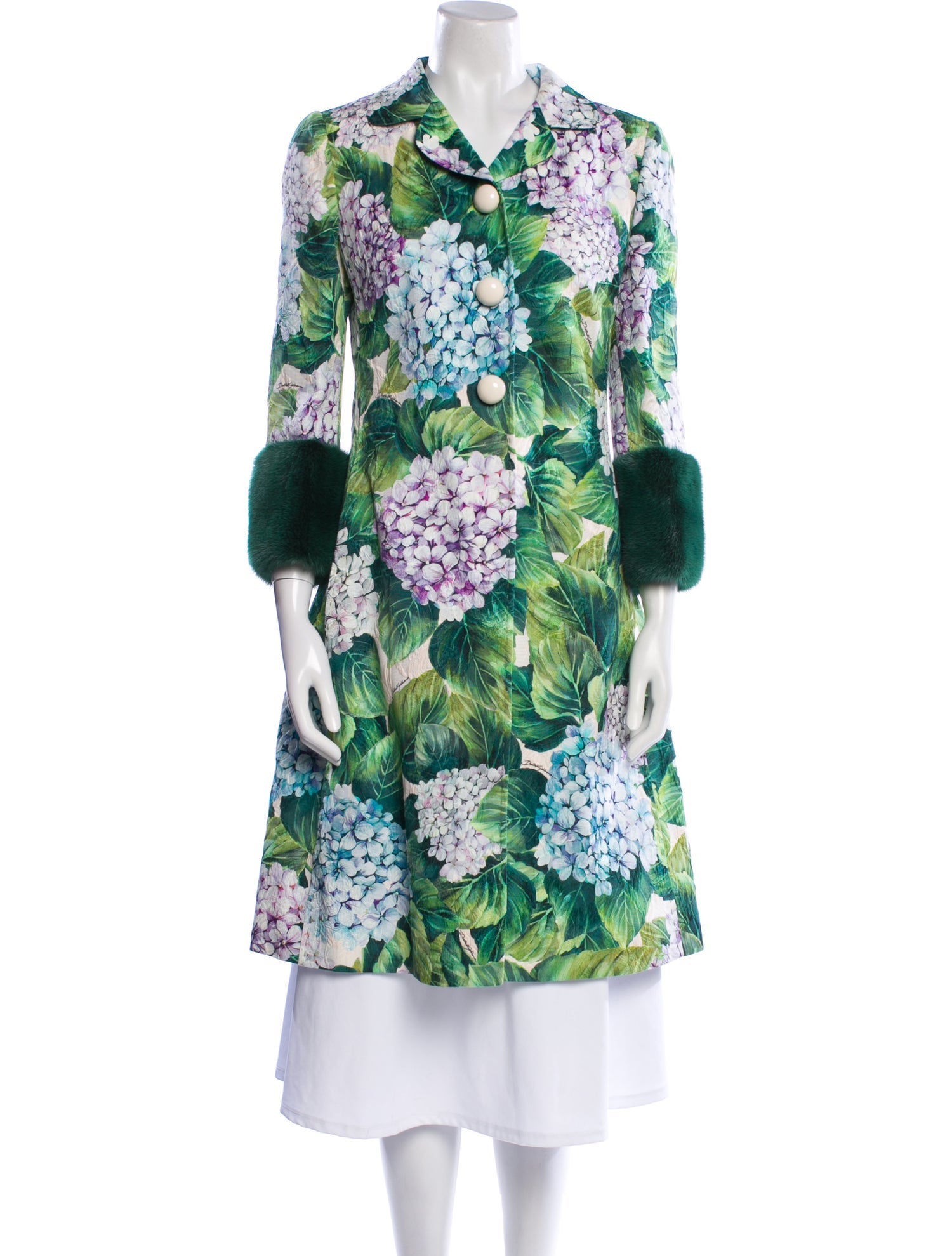 Dolce & Gabbana Floral Print Fur Coat