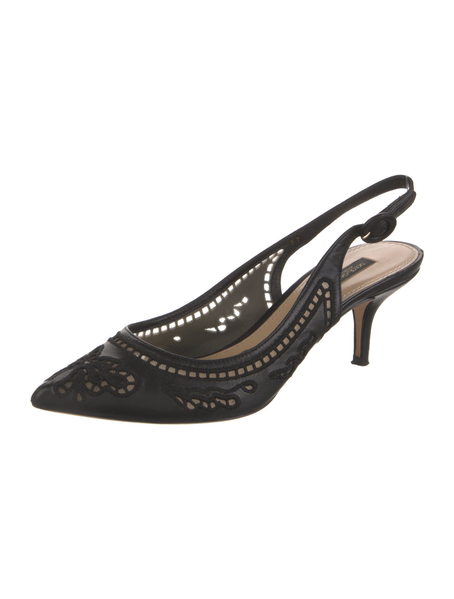 Dolce & Gabbana Leather Mesh Accents Slingback Pumps