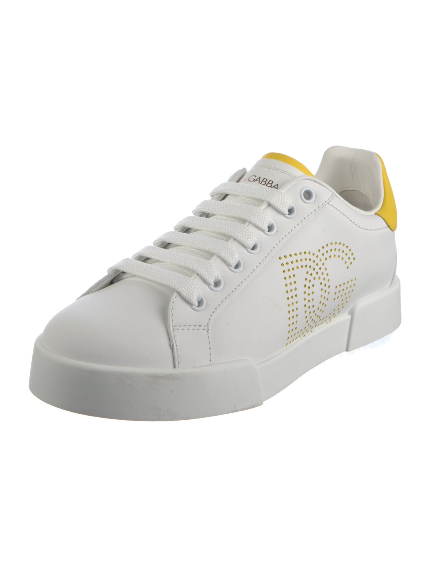 Dolce & Gabbana Faux Pearl Accents Leather Sneakers