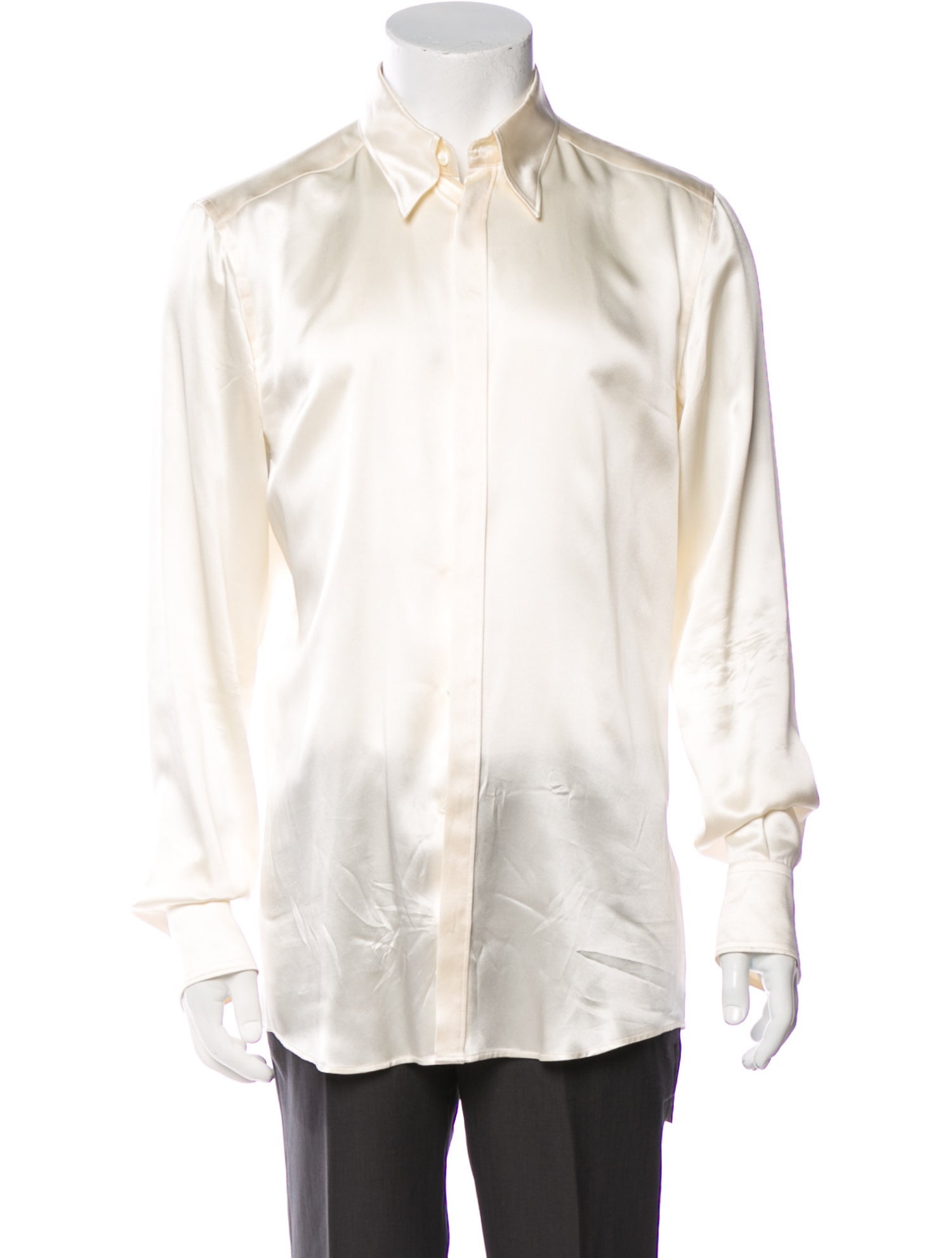 Dolce & Gabbana Silk Long Sleeve Tuxedo Shirt
