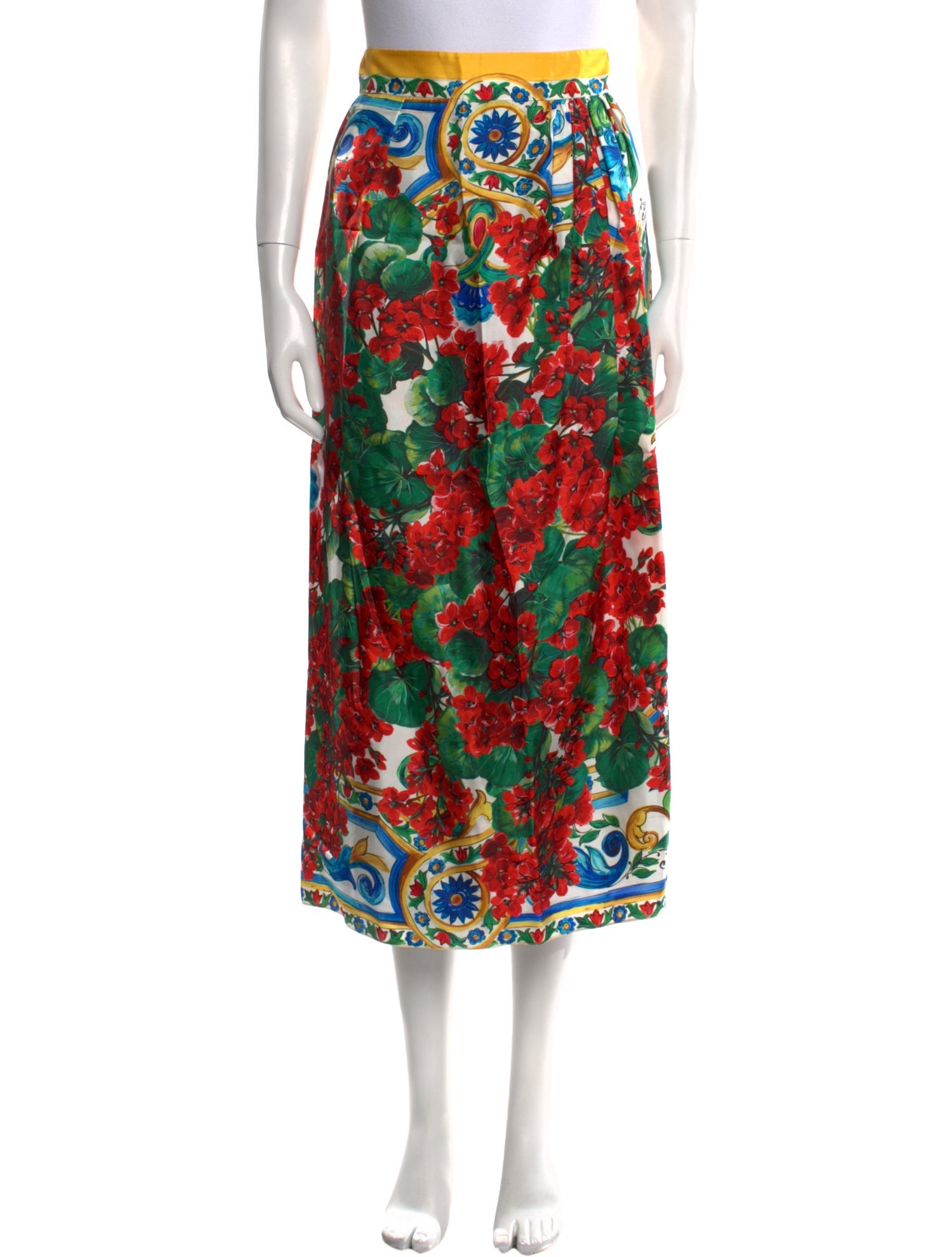 Dolce & Gabbana Silk Midi Length Skirt