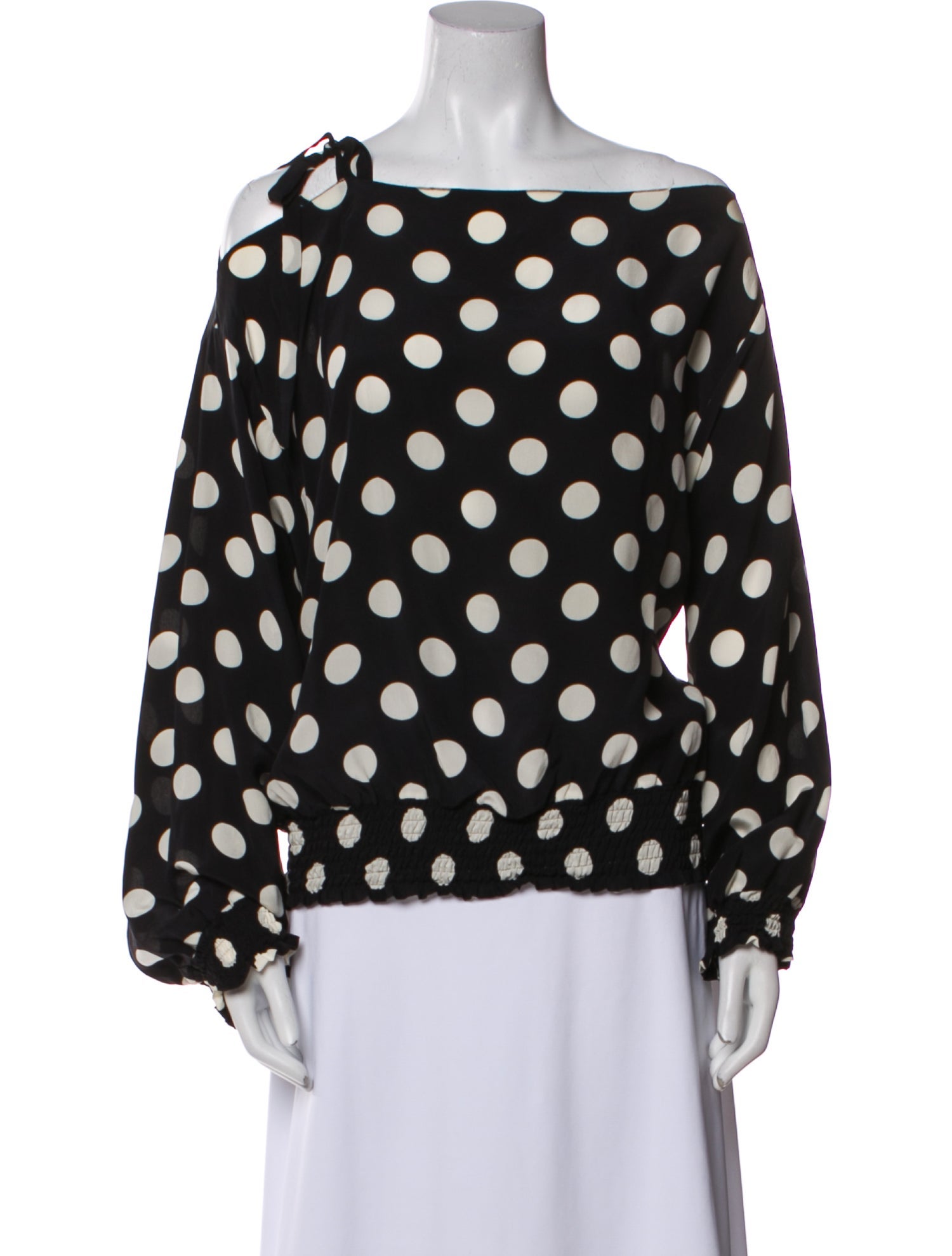 Dolce & Gabbana Polka Dot Print Bateau Neckline Blouse