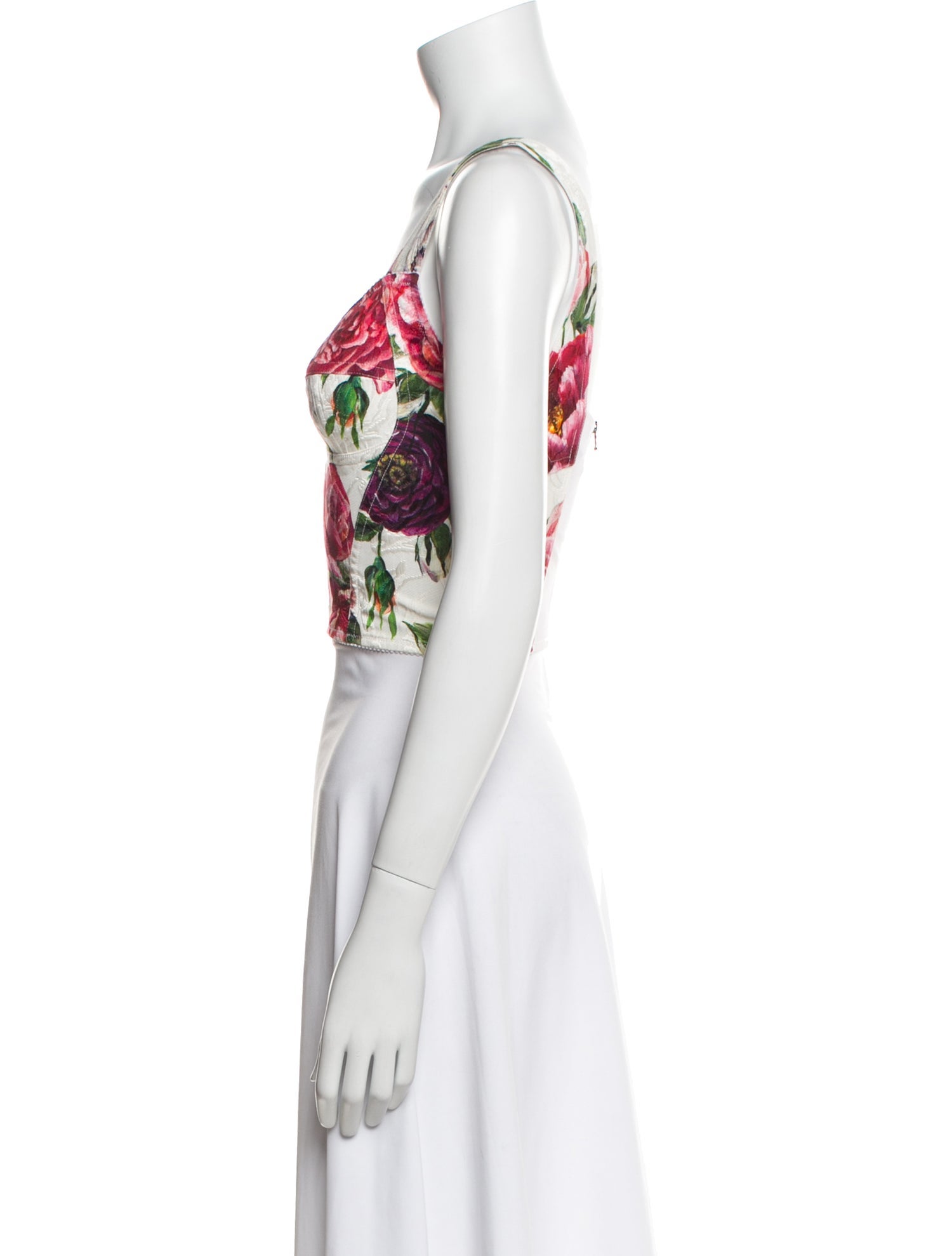 Dolce & Gabbana Floral Print Square Neckline Crop Top