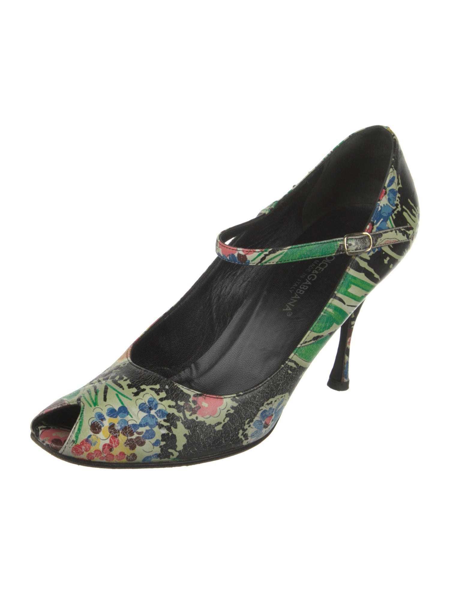 Dolce & Gabbana Leather Printed D'Orsay Pumps